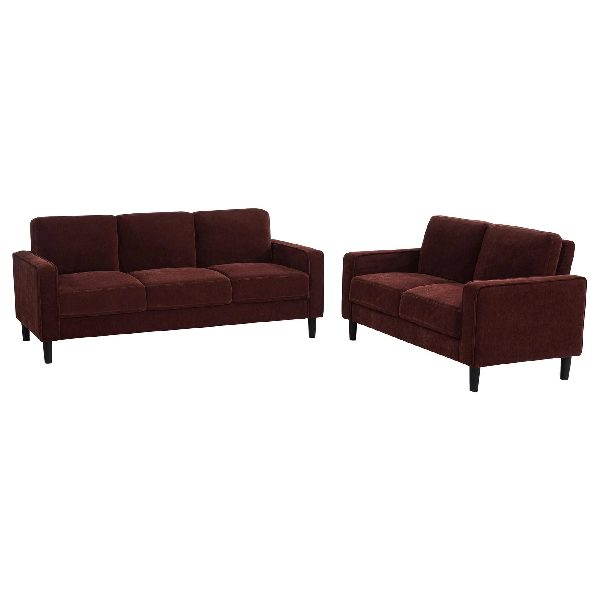 Ruth 2-piece Fabric Upholstered Track Arm Sofa Rust Red - Image 1