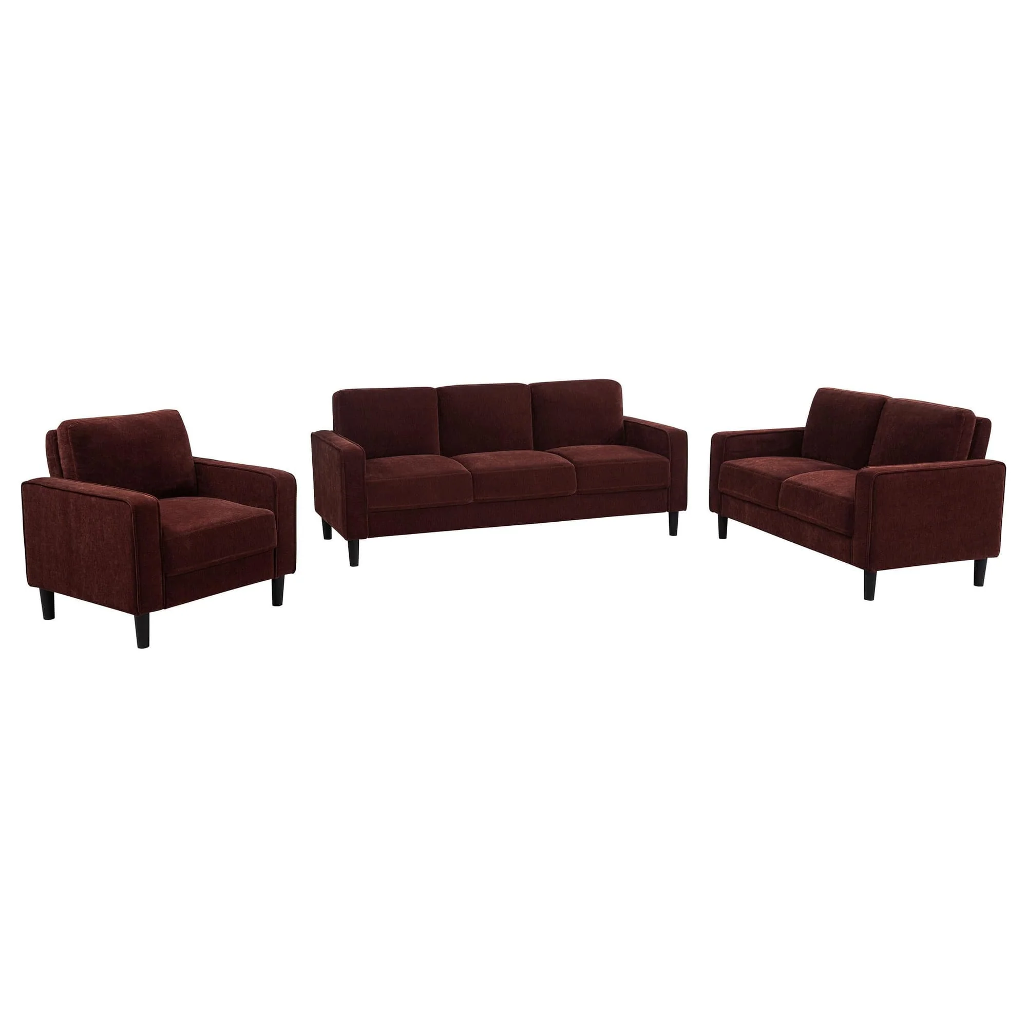 Ruth 3-piece Fabric Upholstered Track Arm Sofa Rust Red - Image 1