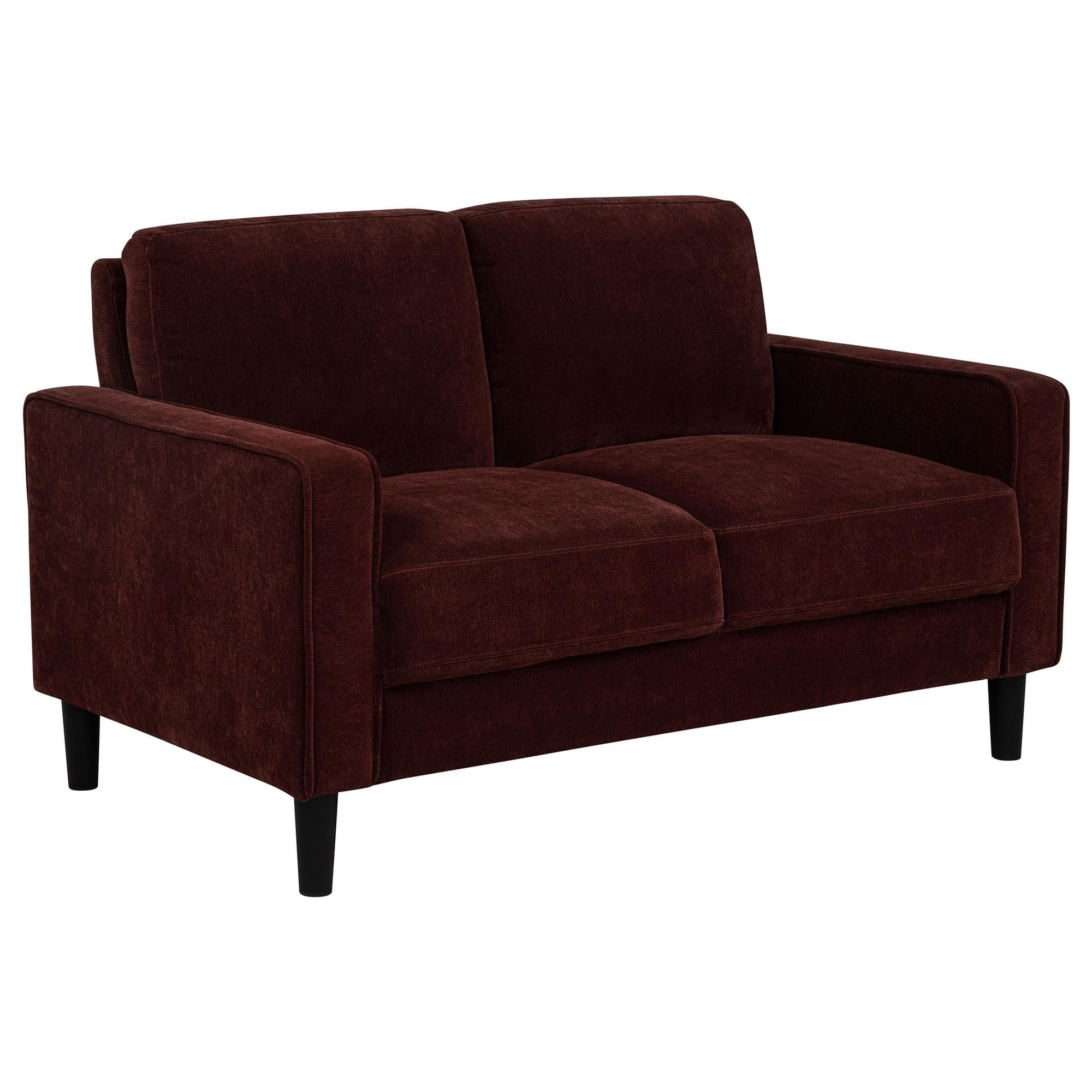 Ruth Fabric Upholstered Track Arm Loveseat Rust Red - Image 1