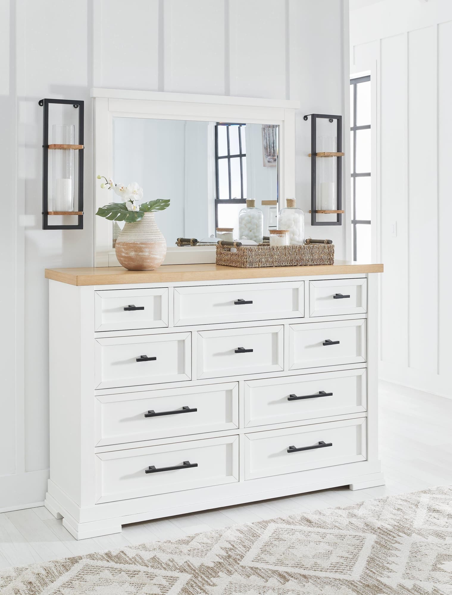 Ashbryn White Natural Dresser And Mirror - Image 1