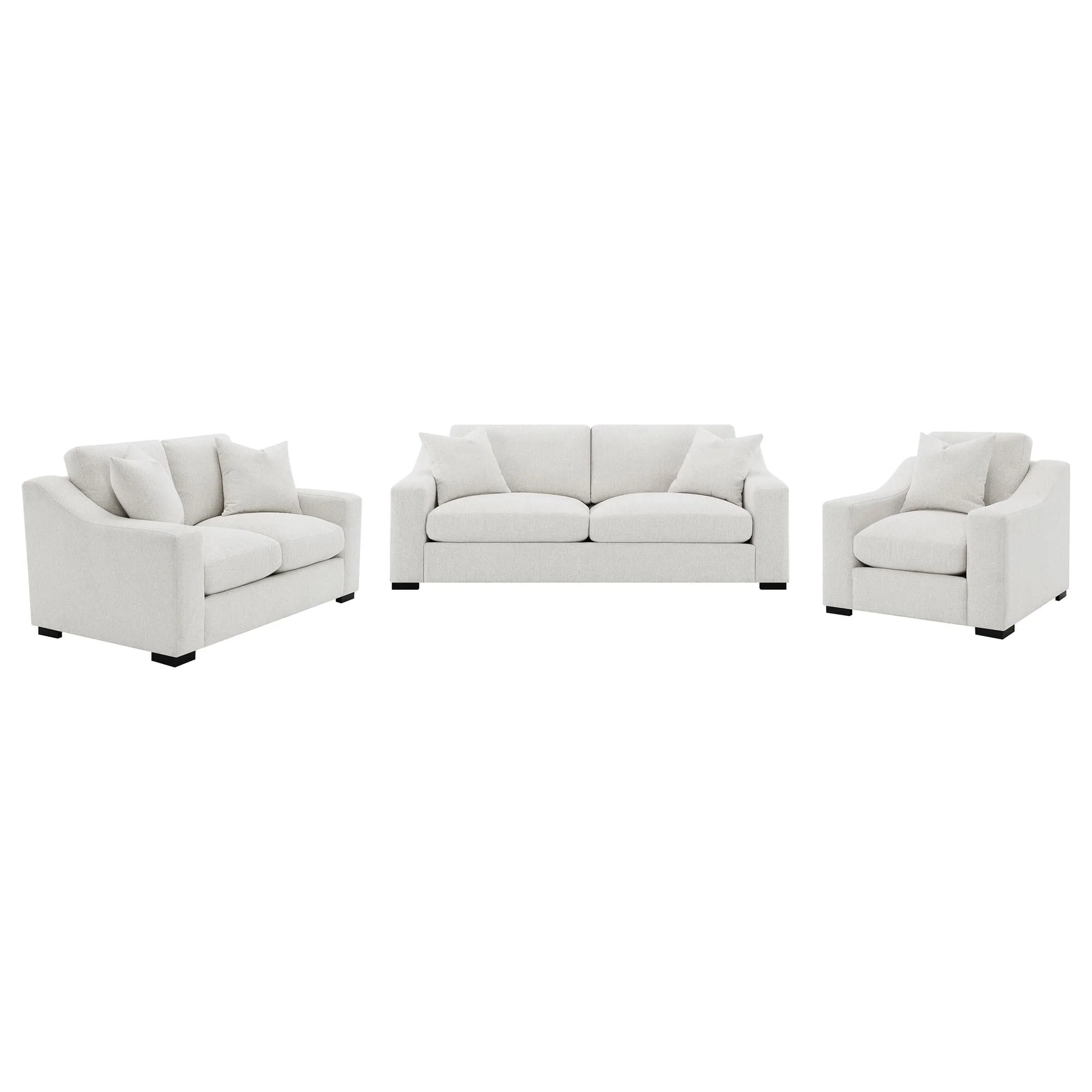 Ashlyn 3-piece Upholstered Track Arm Sofa Set Sand - Image 1