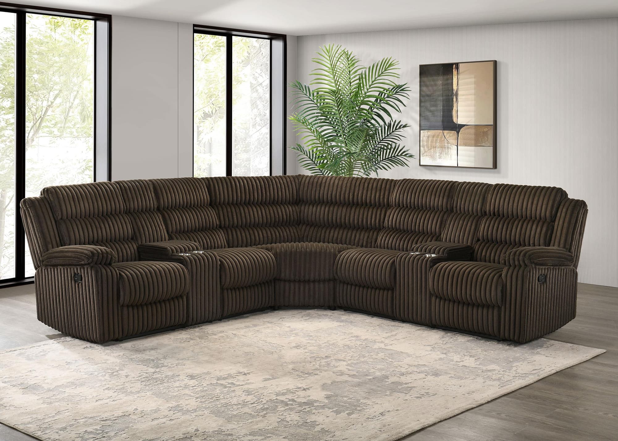 Atkinson Upholstered Reclining Sectional Sofa Chocolate - Image 1