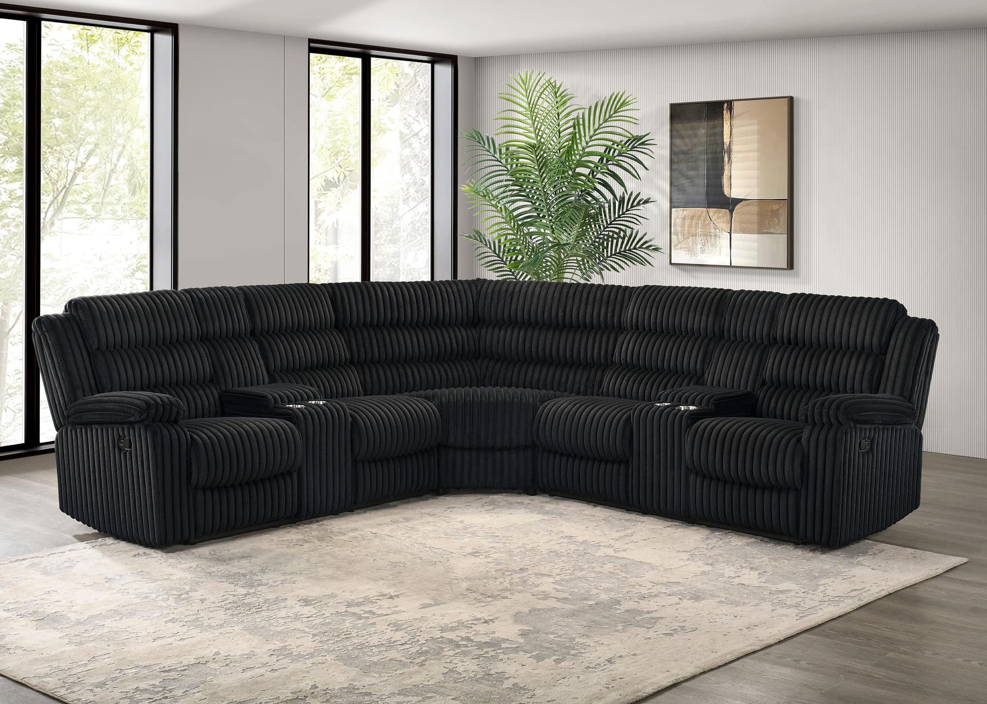 Atkinson Upholstered Reclining Sectional Sofa Black - Image 1