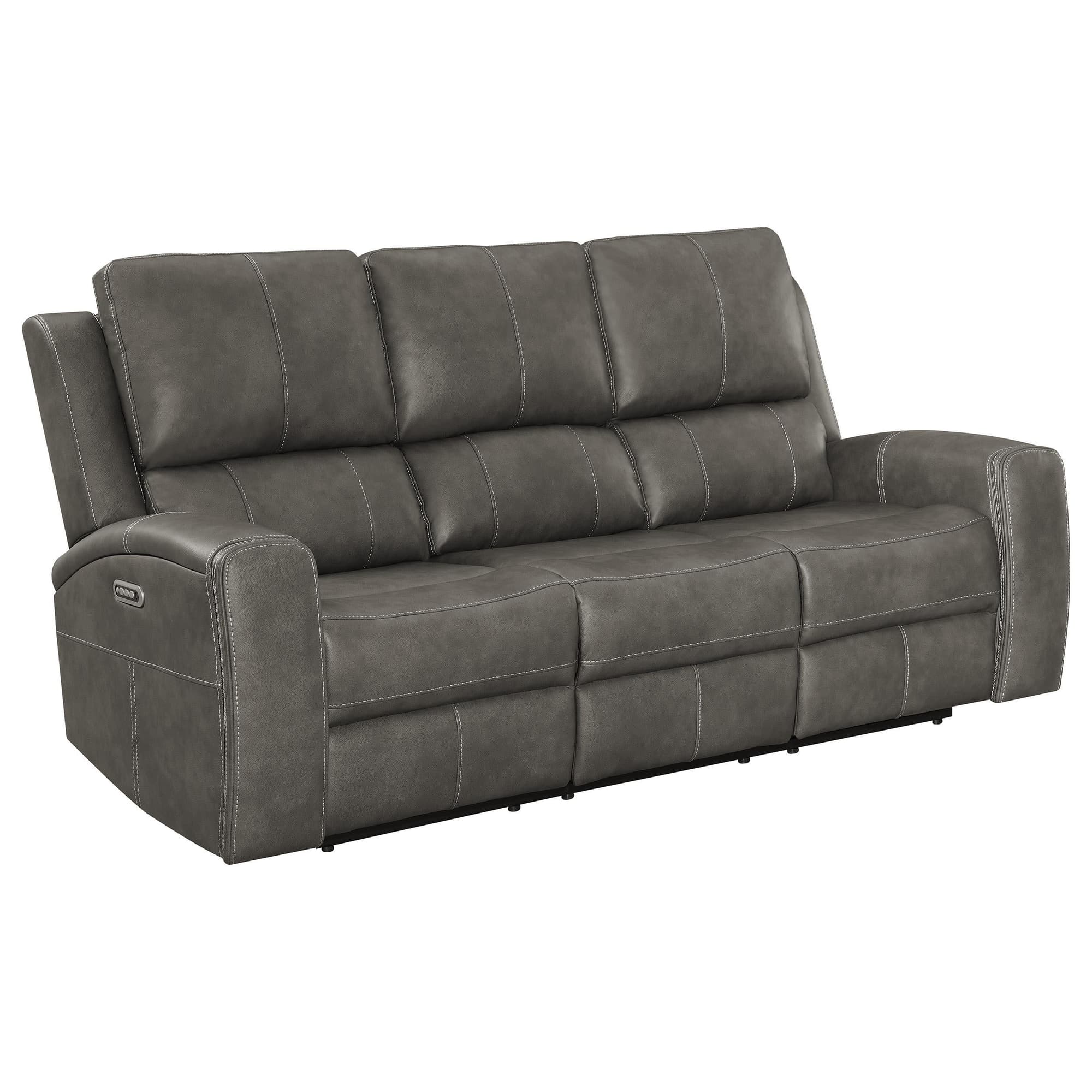 Brickston Triple Power Reclining Sofa Charcoal - Image 1