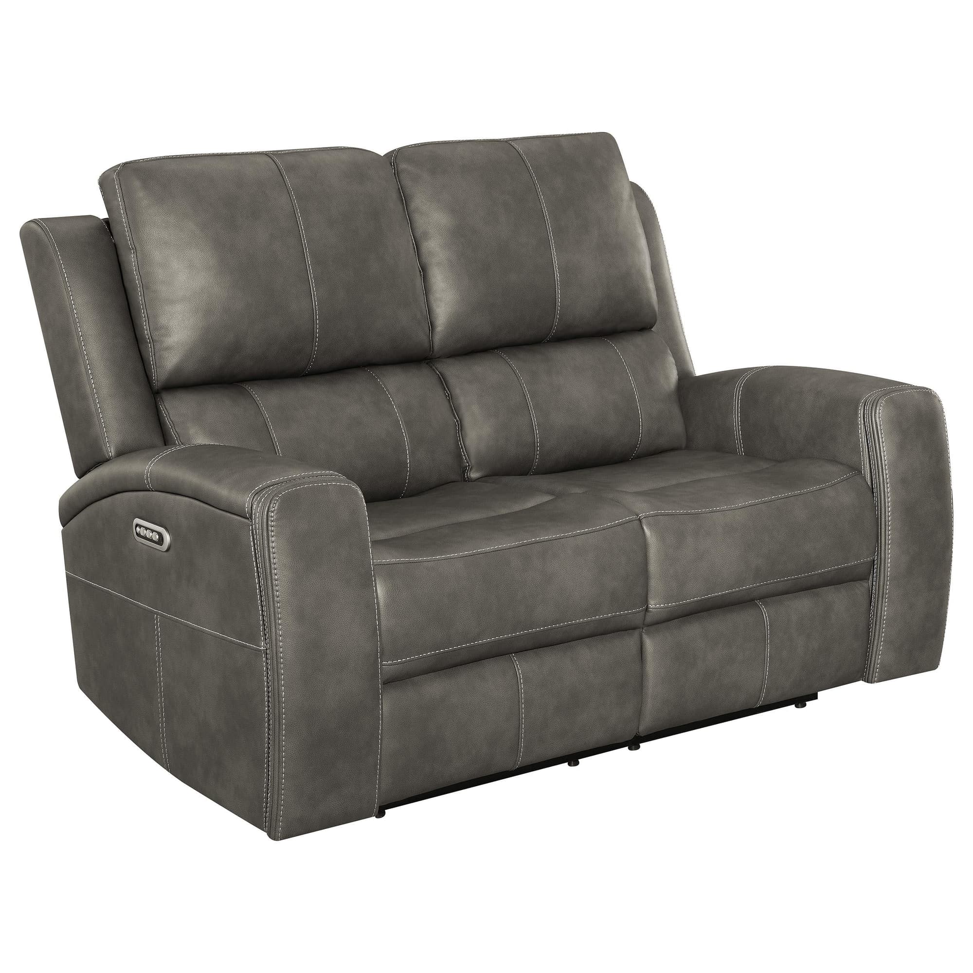Brickston Triple Power Reclining Loveseat Charcoal - Image 1