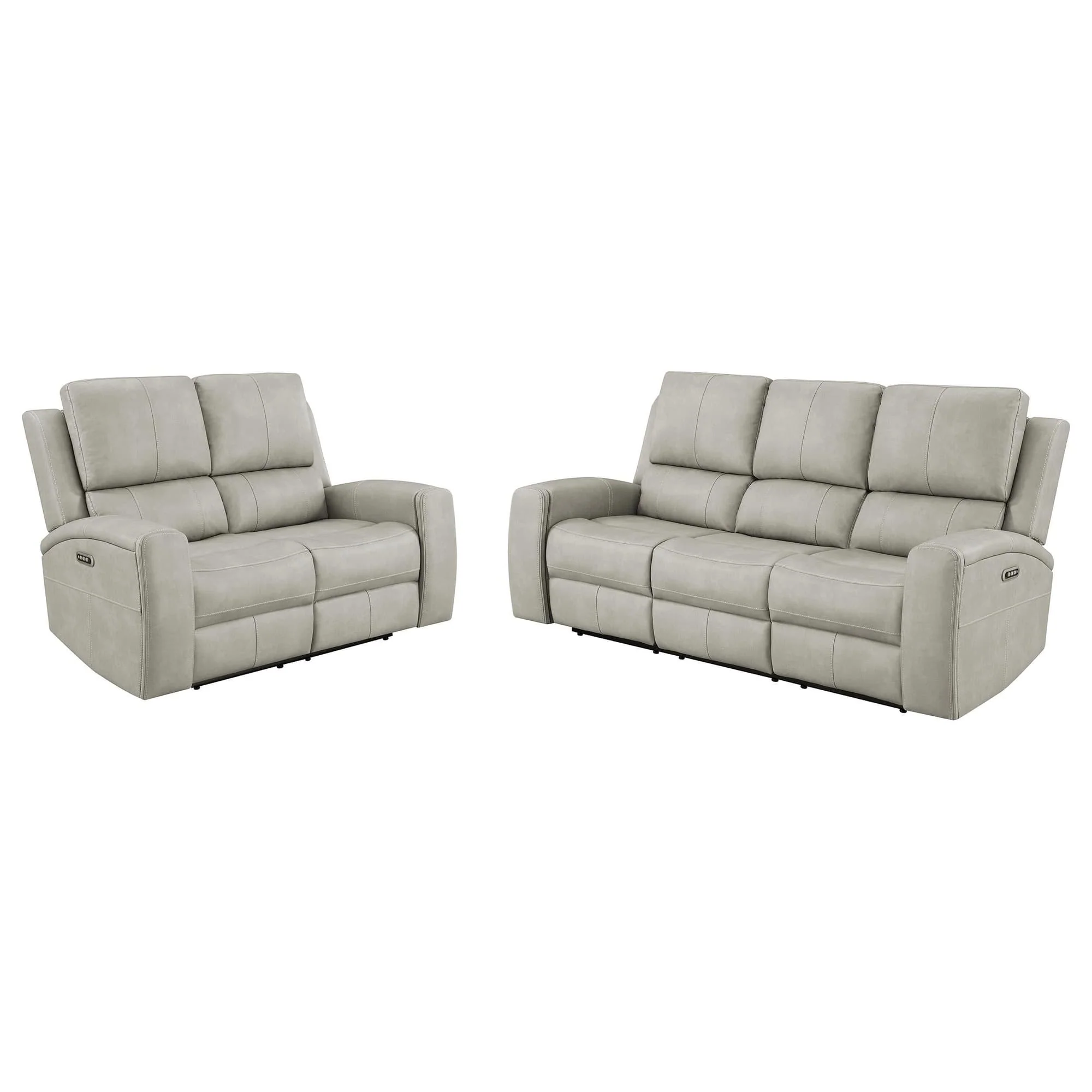 Brickston 2-piece Triple Power Reclining Sofa Set Grey - Image 1