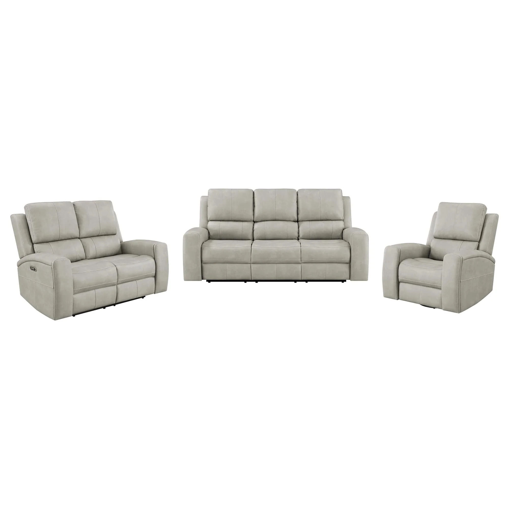 Brickston 3-piece Triple Power Reclining Sofa Set Grey - Image 1