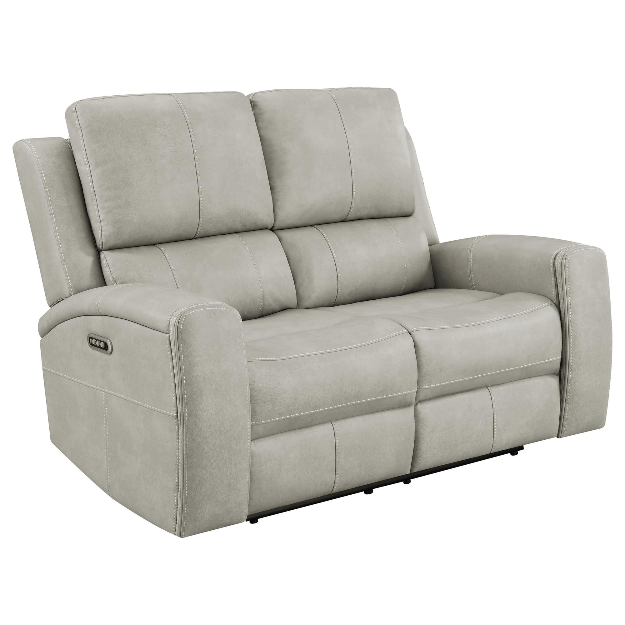 Brickston Triple Power Reclining Loveseat Grey - Image 1
