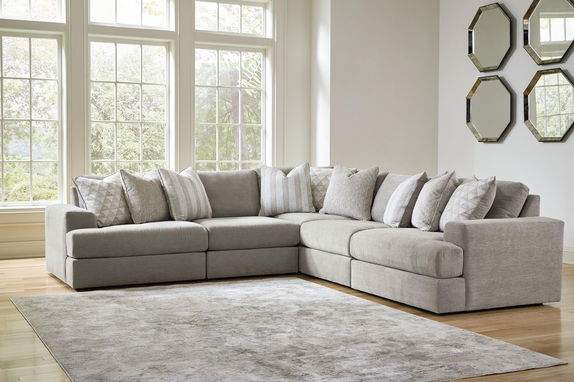 Avaliyah Ash Chenille 5-Piece Sectional - Image 1