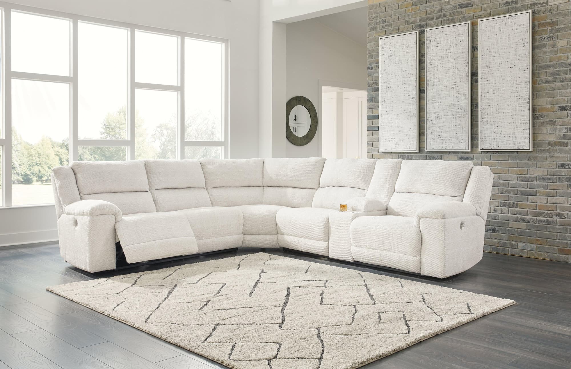 Keensburg Linen Velvet 3-Piece Power Reclining Sectional - Image 1