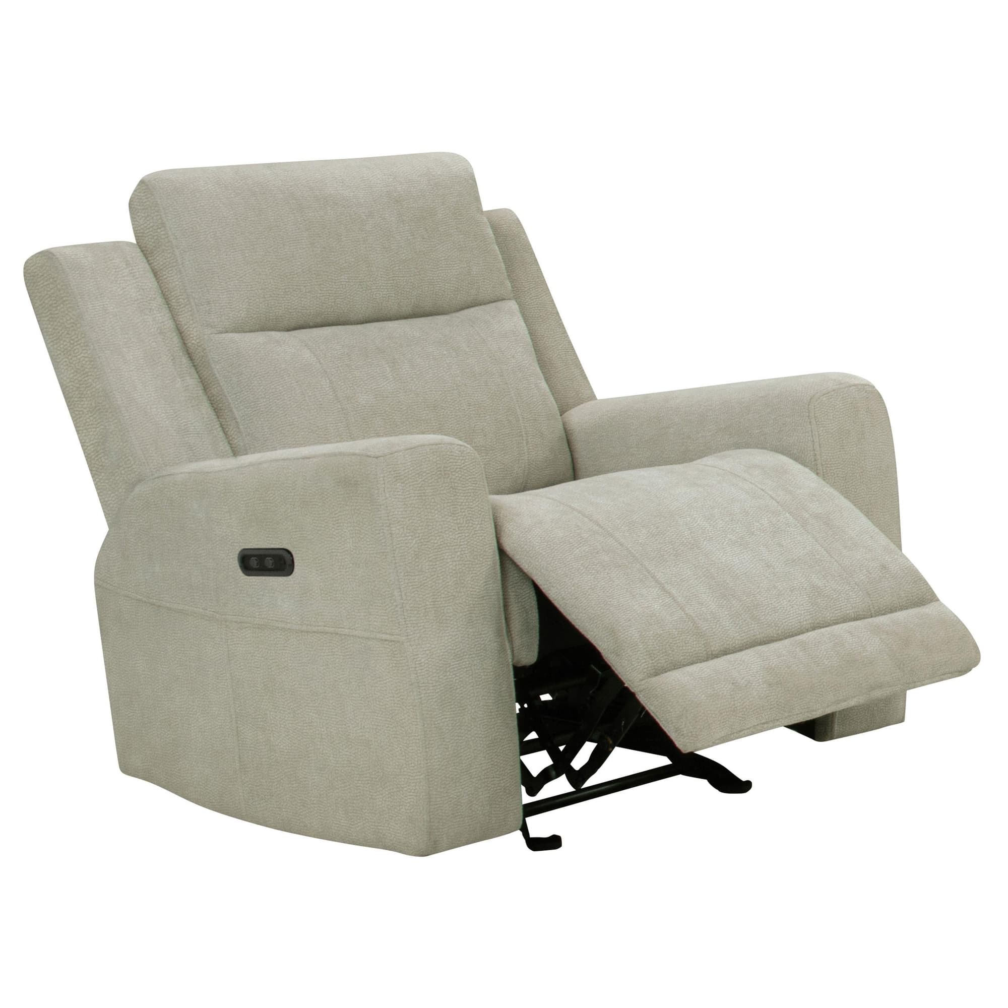 Kennett Chenille Upholstered Power Recliner Chair Ivory - Image 1