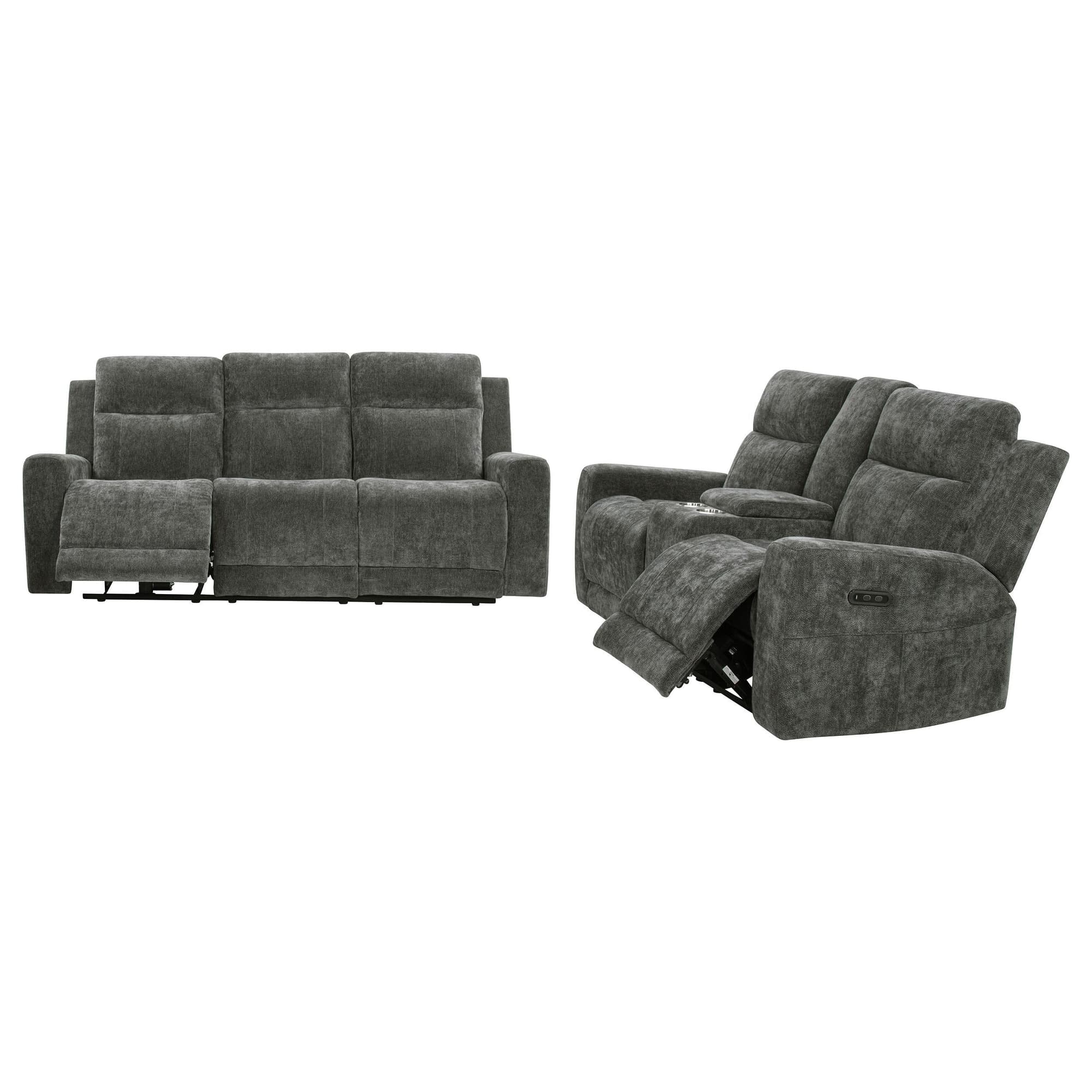 Kennett 3-piece Chenille Power Reclining Sofa Set Dark Grey - Image 1