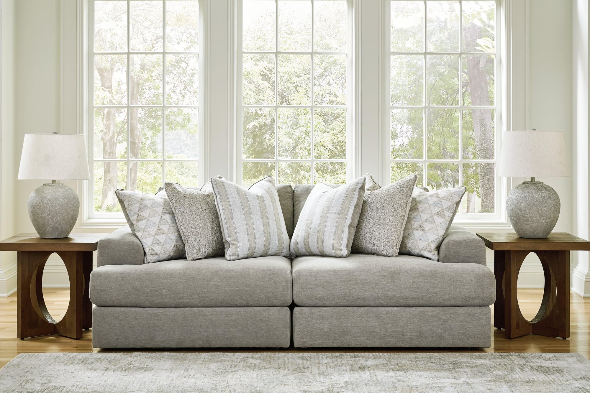 Avaliyah Ash Chenille 2-Piece Sectional Loveseat - Image 1