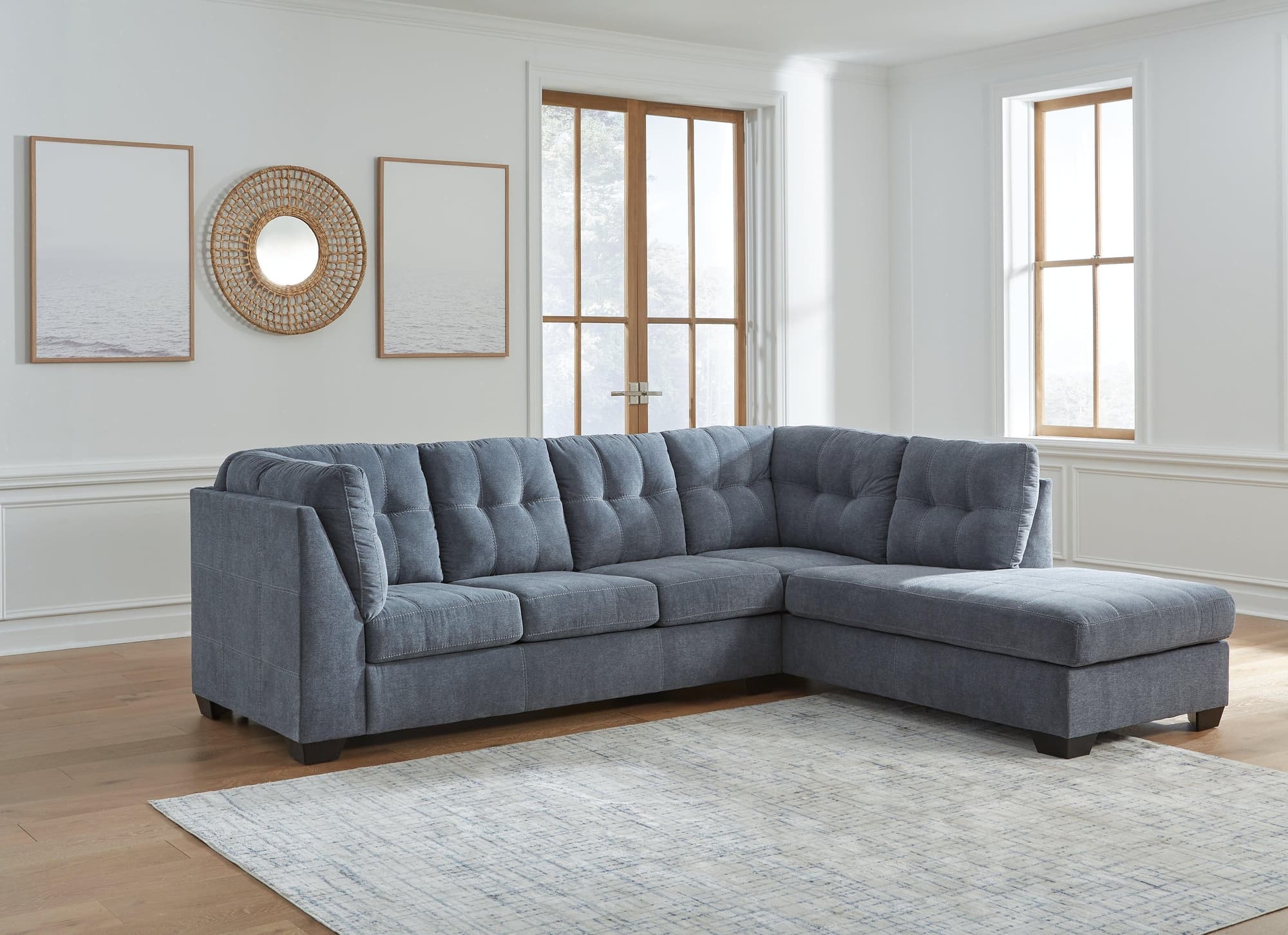 Marleton Denim Microfiber 2-Piece Sectional With Chaise - Image 1