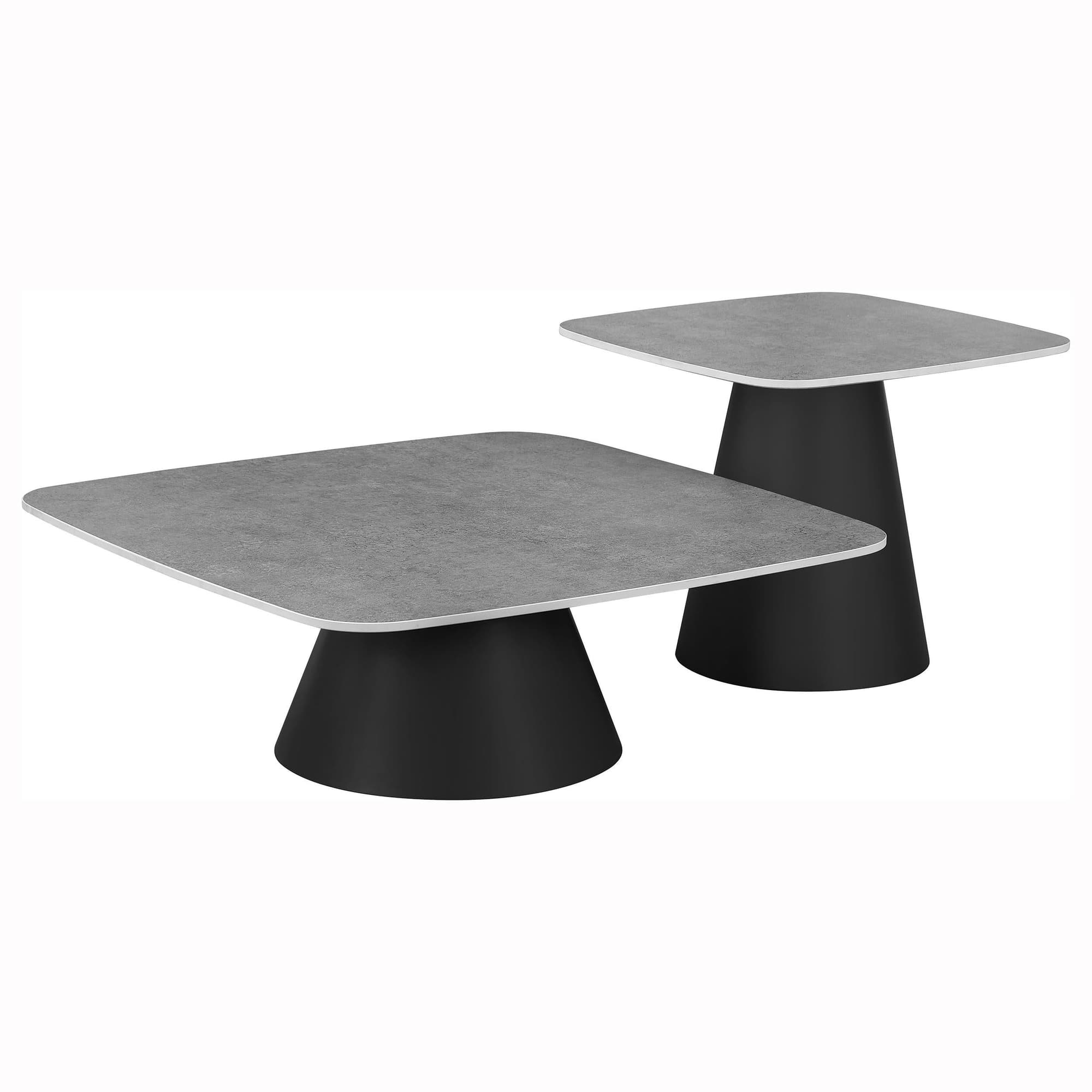 Eason 2-piece Cocktail Coffee Table Set Concrete and Black - Image 1