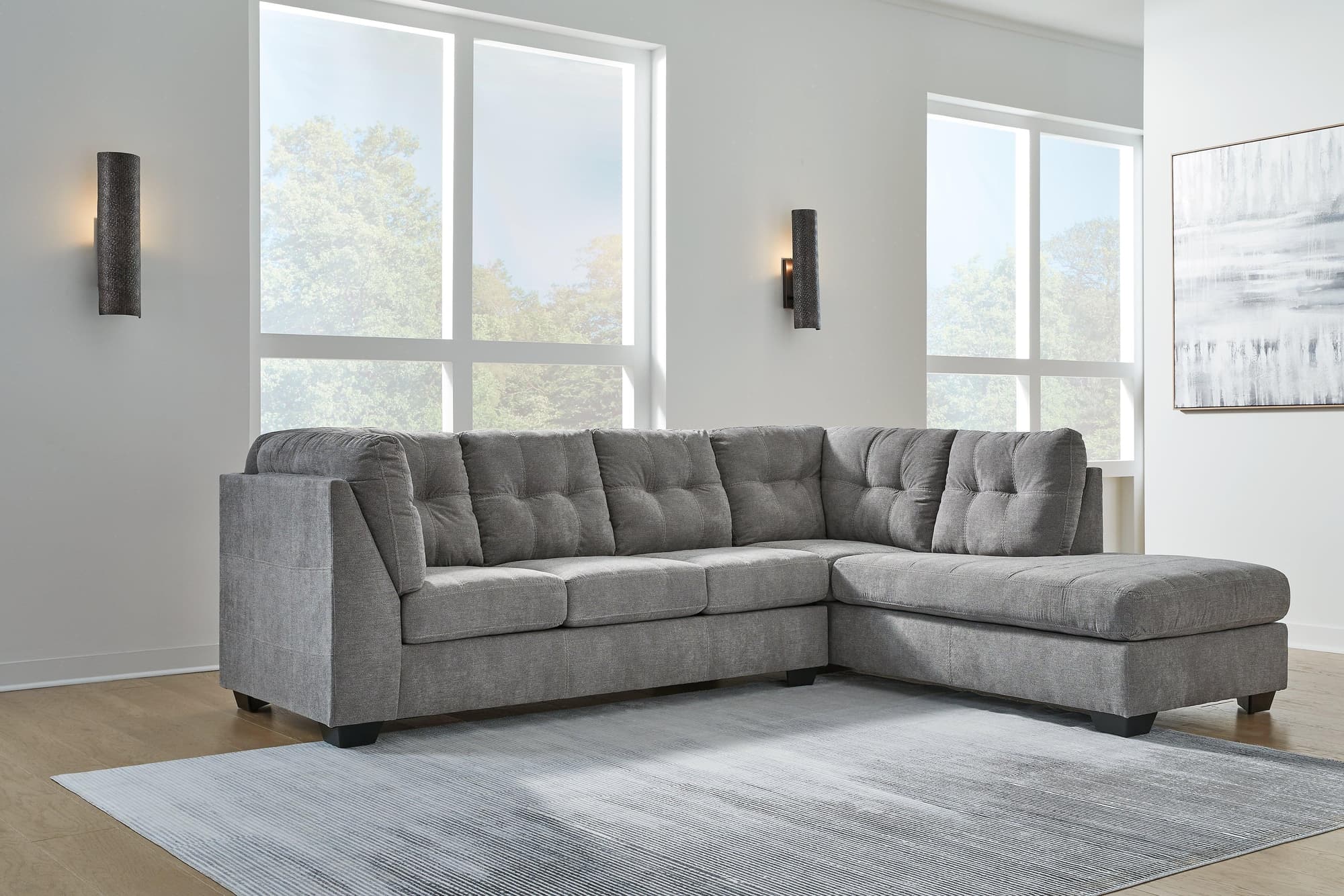 Marleton Gray Microfiber 2-Piece Sectional With Chaise - Image 1