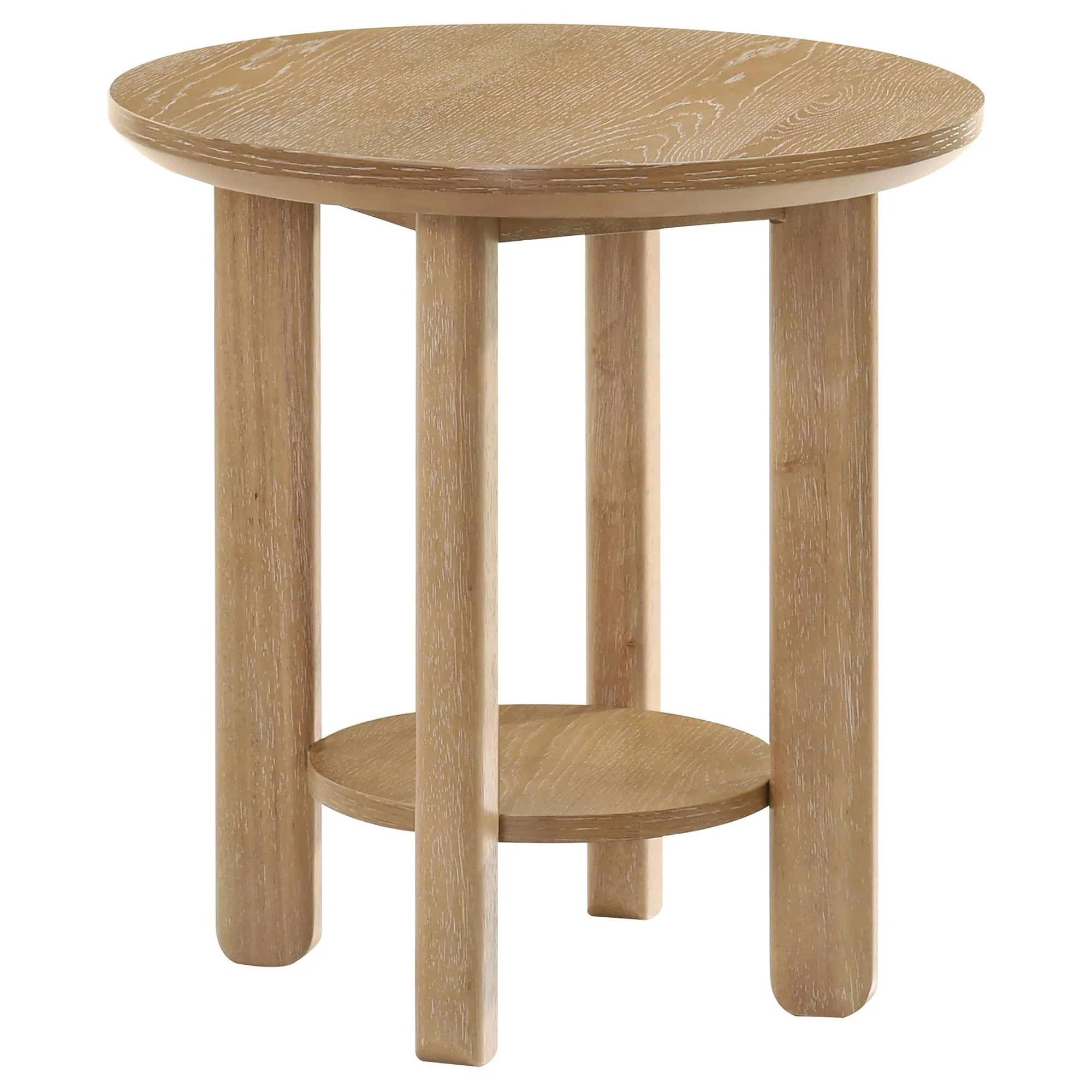 Ottowa Round Wood Side End Table with Shelf Light Oak - Image 1
