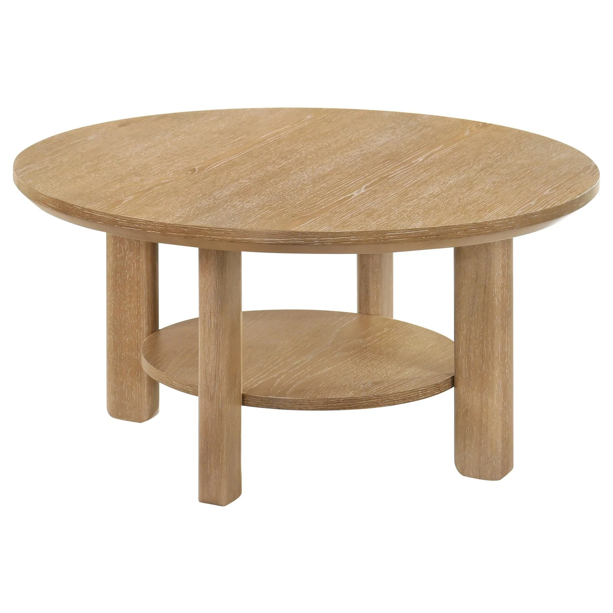 Ottowa 36-inch Round Wood Cocktail Coffee Table Light Oak - Image 1