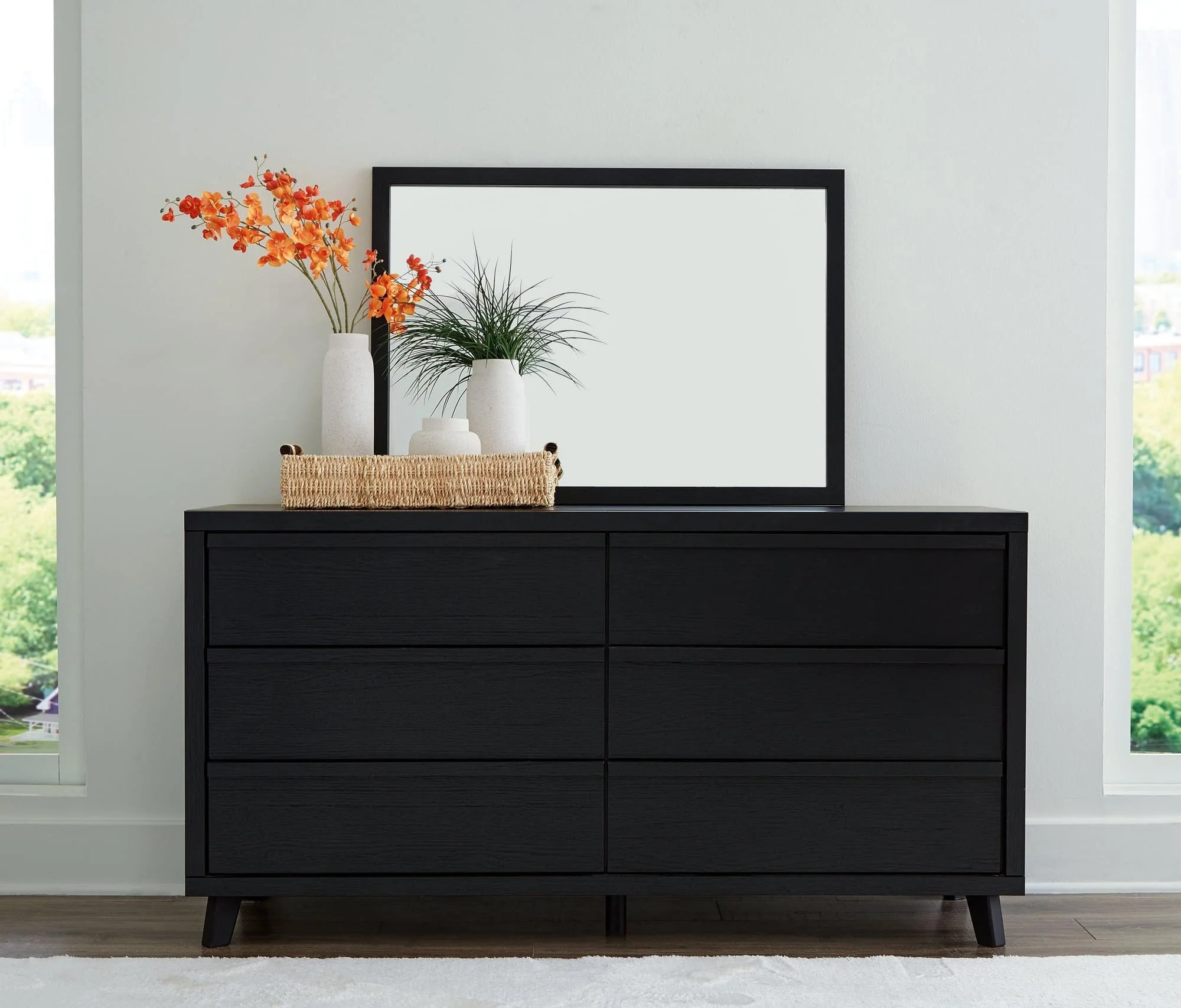 Danziar Black Dresser And Mirror - Image 1