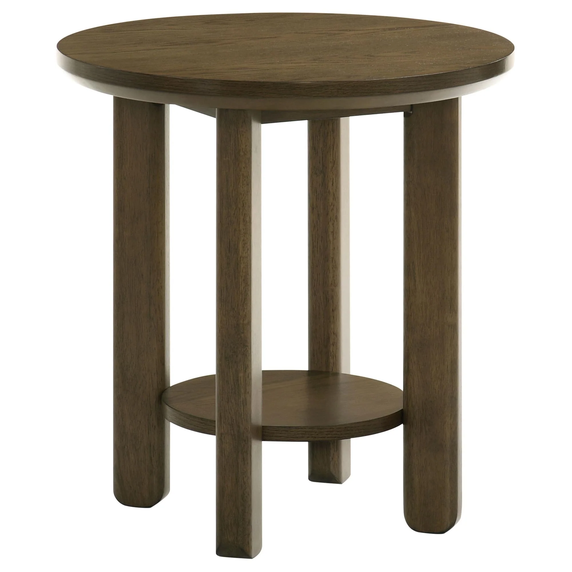 Ottowa Round Wood Side End Table with Shelf Brown - Image 1