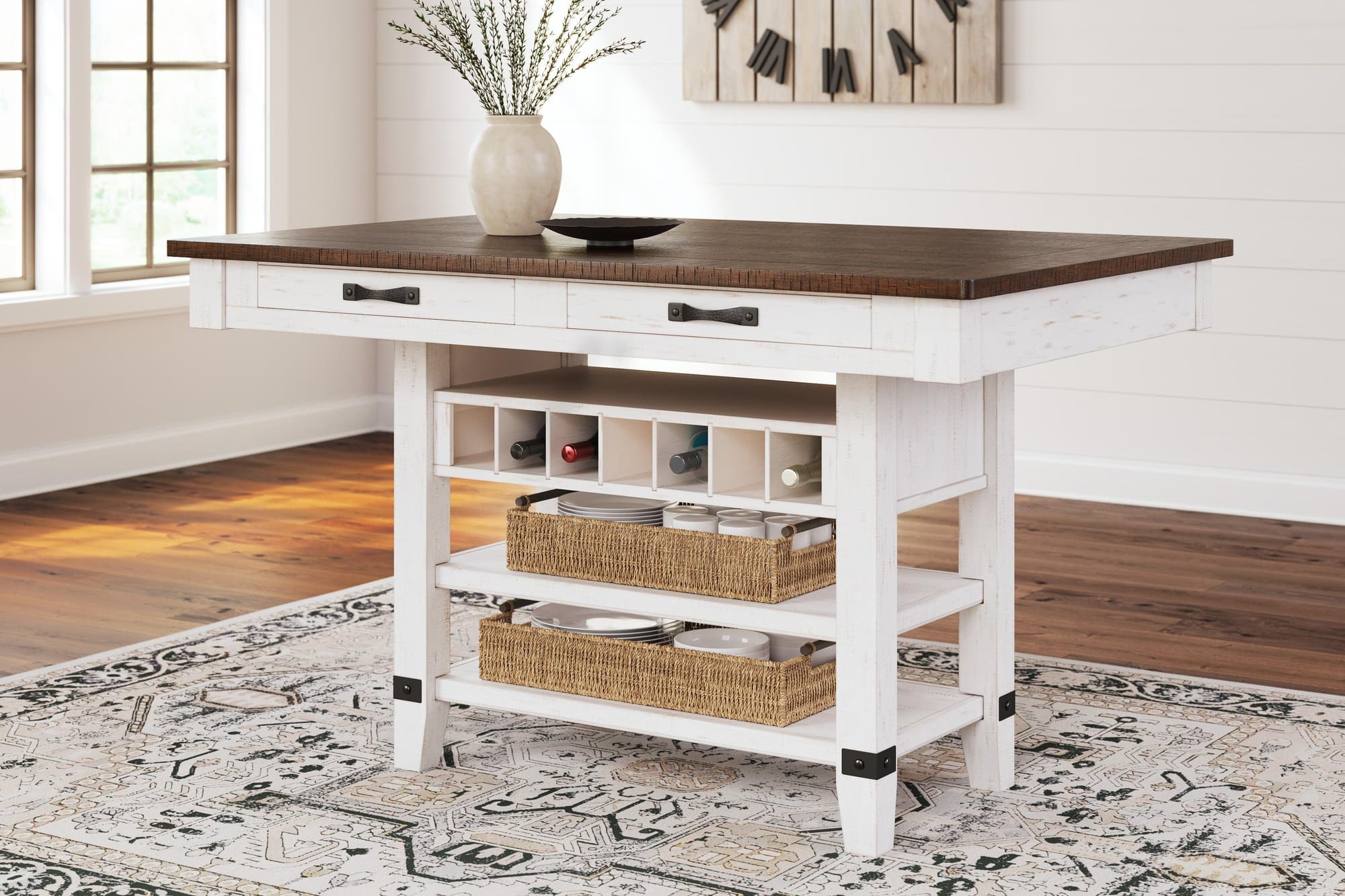 Valebeck White Brown Counter Height Dining Table - Image 1