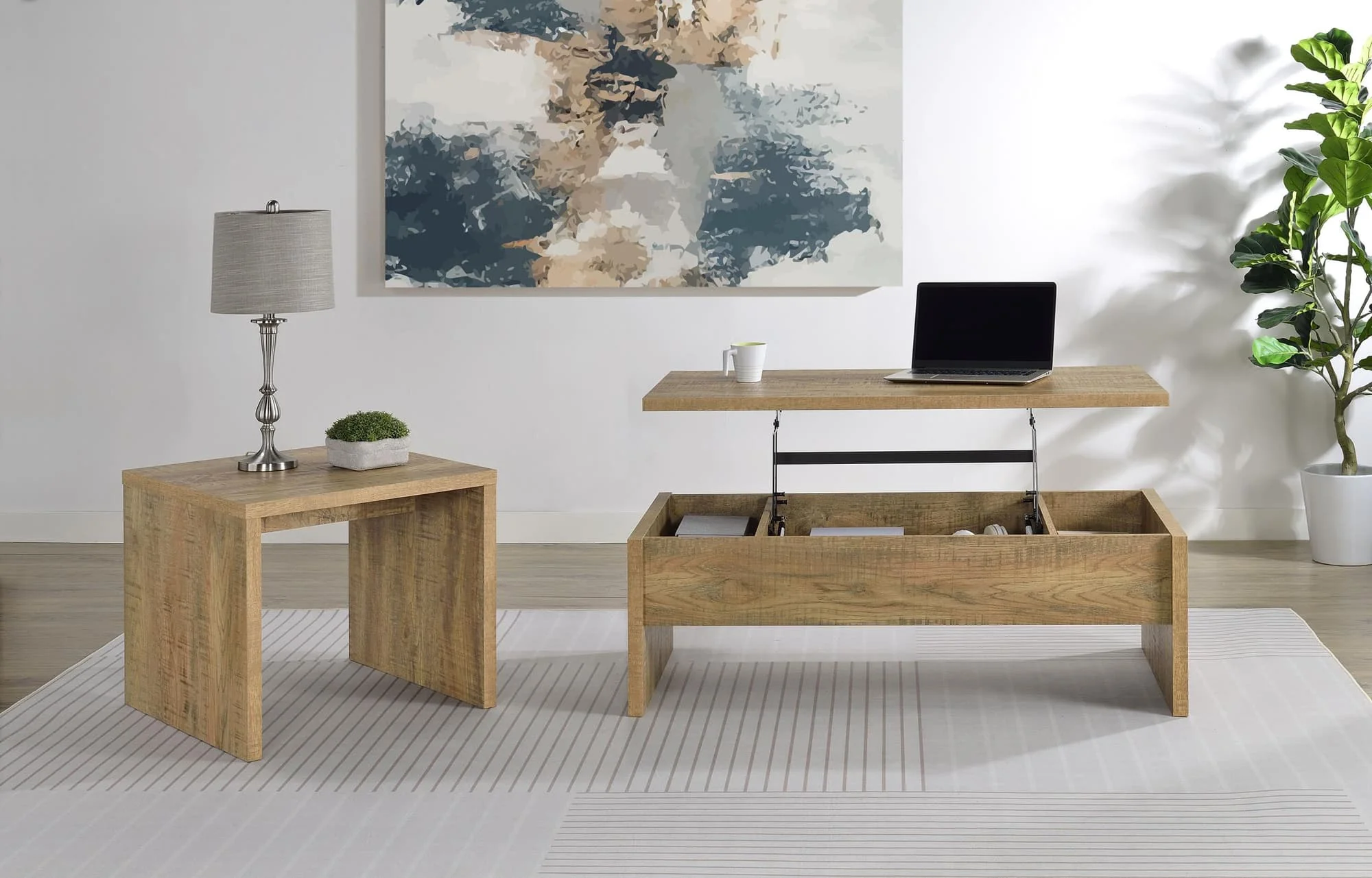 Canoga 2-piece Lift Top Cocktail Coffee Table Set Mango - Image 1