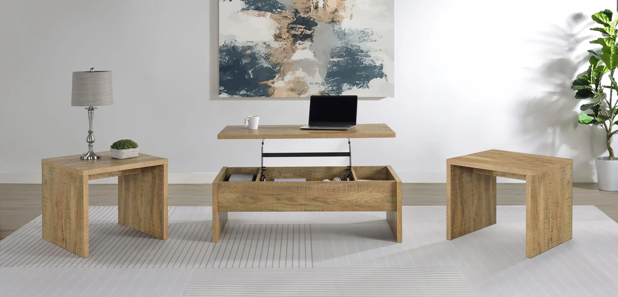 Canoga 3-piece Lift Top Cocktail Coffee Table Set Mango - Image 1