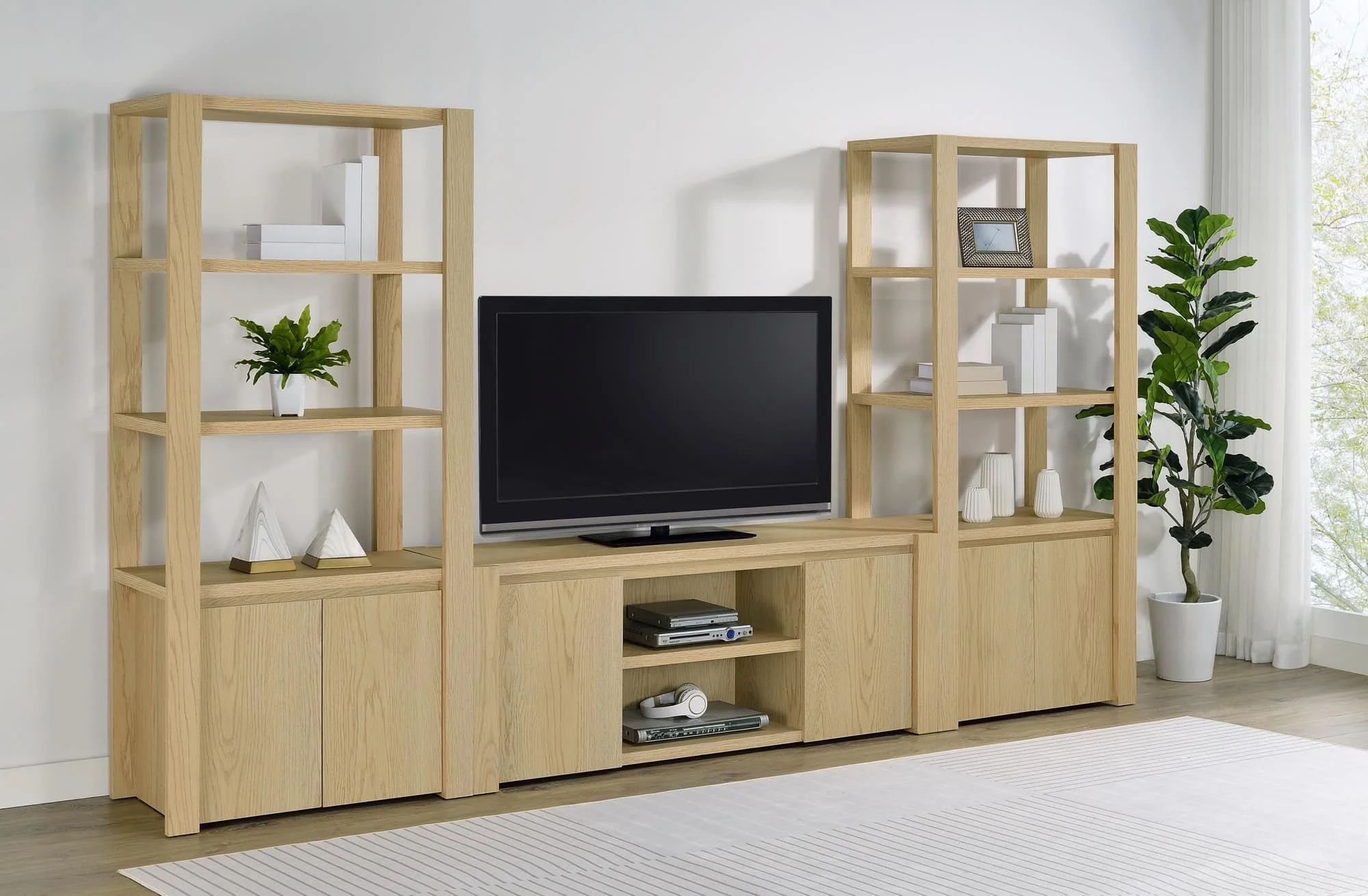 Laurelton 3-piece Entertainment Center TV Stand Light Oak - Image 1