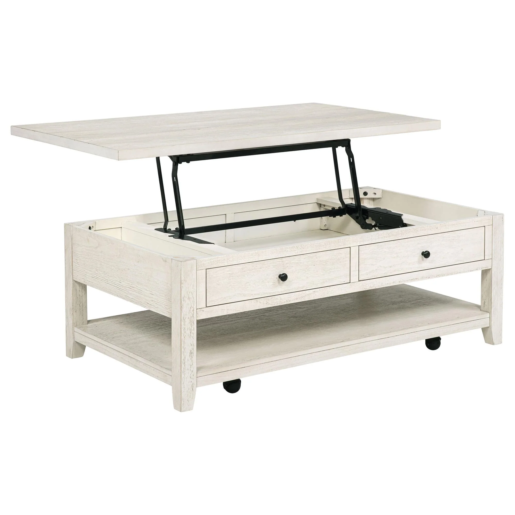Payne 48-inch Mobile Lift Top Coffee Table Distressed White - Image 1