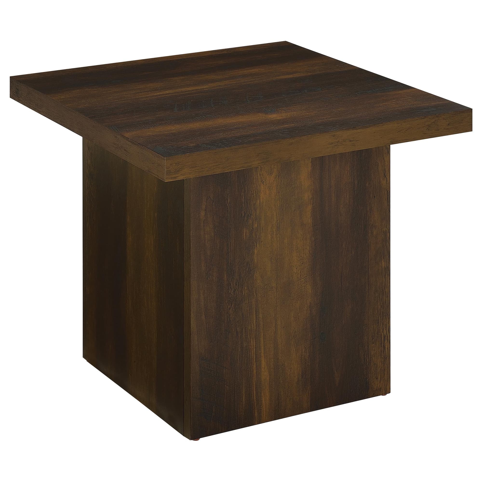 Devar Square Engineered Wood Side End Table Dark Pine - Image 1