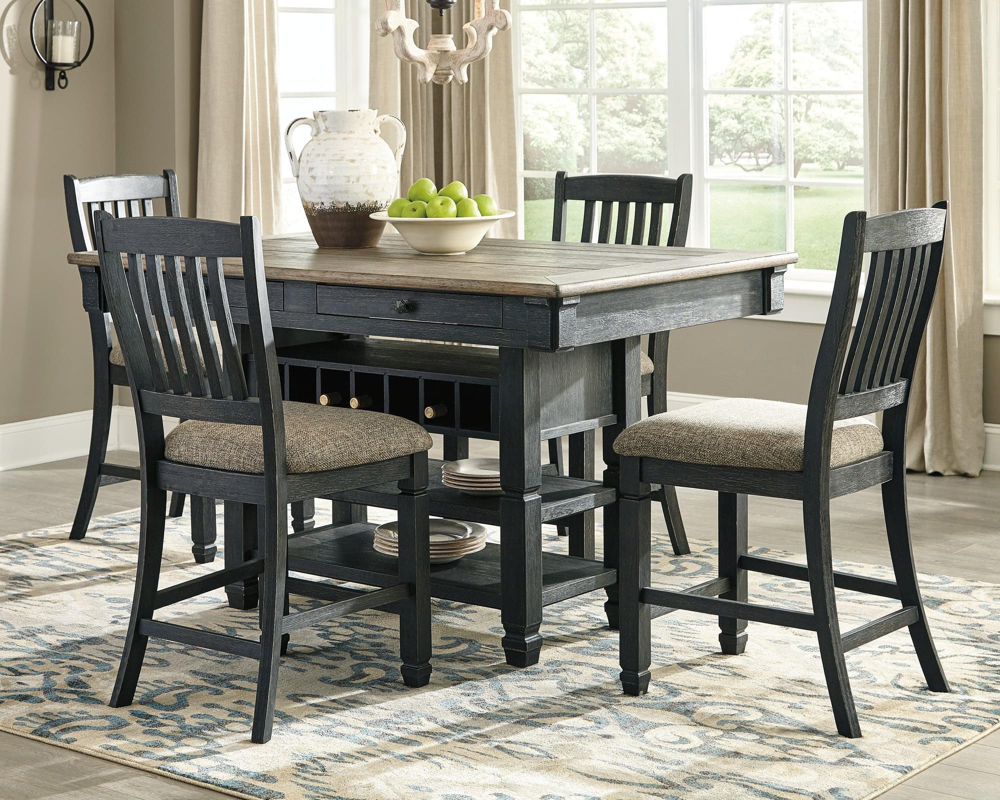 Tyler Black Gray Creek Counter Height Dining Table And 4 Barstools - Image 1