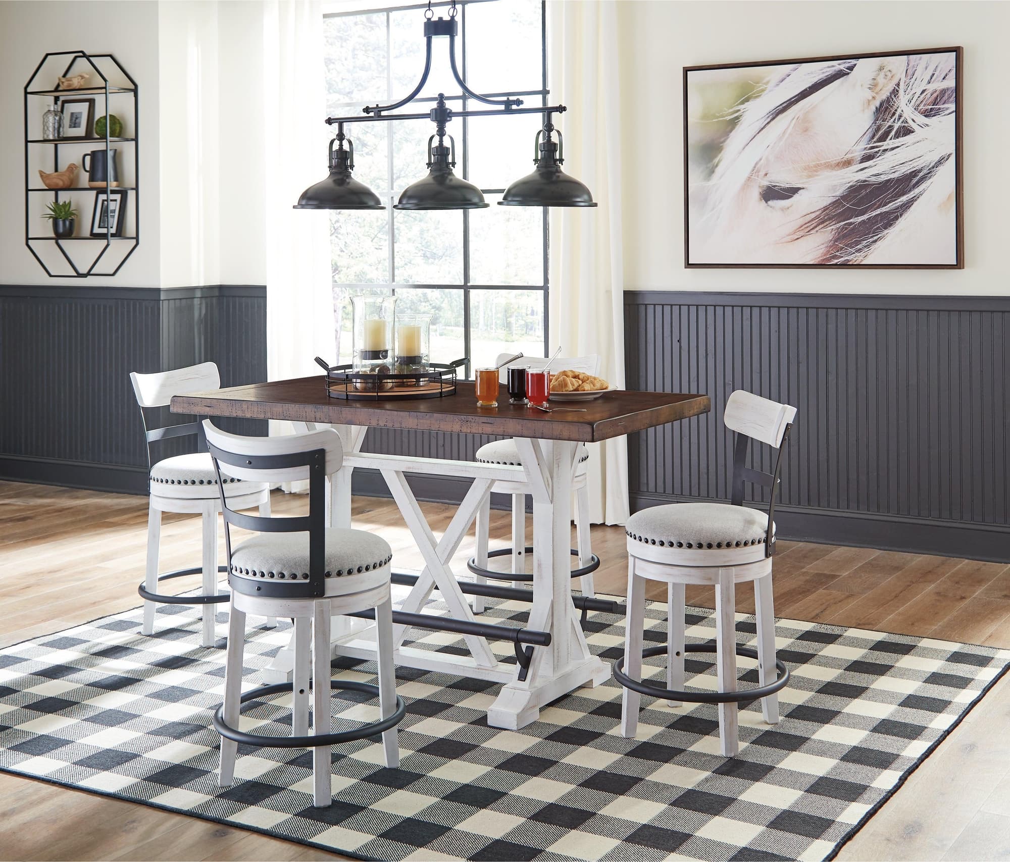Valebeck White Counter Height Dining Table And 4 Barstools - Image 1