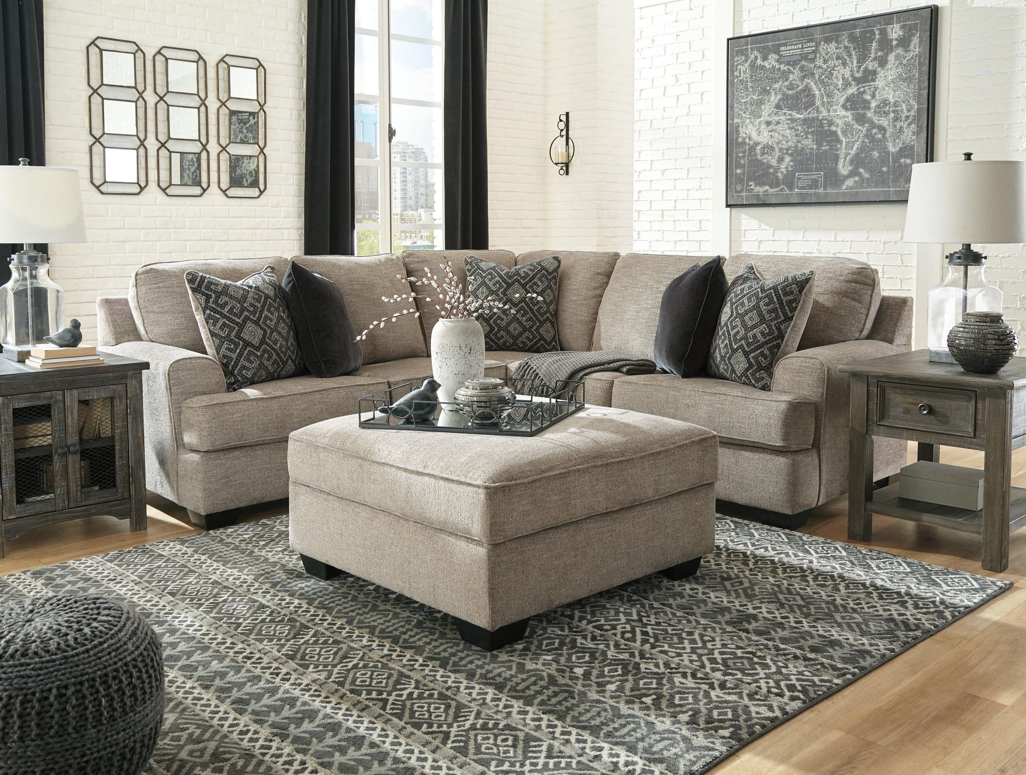 Bovarian Stone 2-Piece Sectional With Ottoman - Image 1