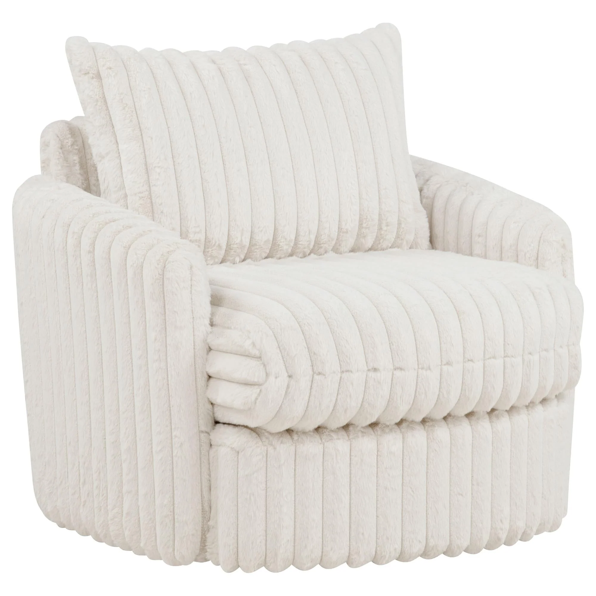 Sarco Corduroy Upholstered Swivel Accent Arm Chair Ivory - Image 1