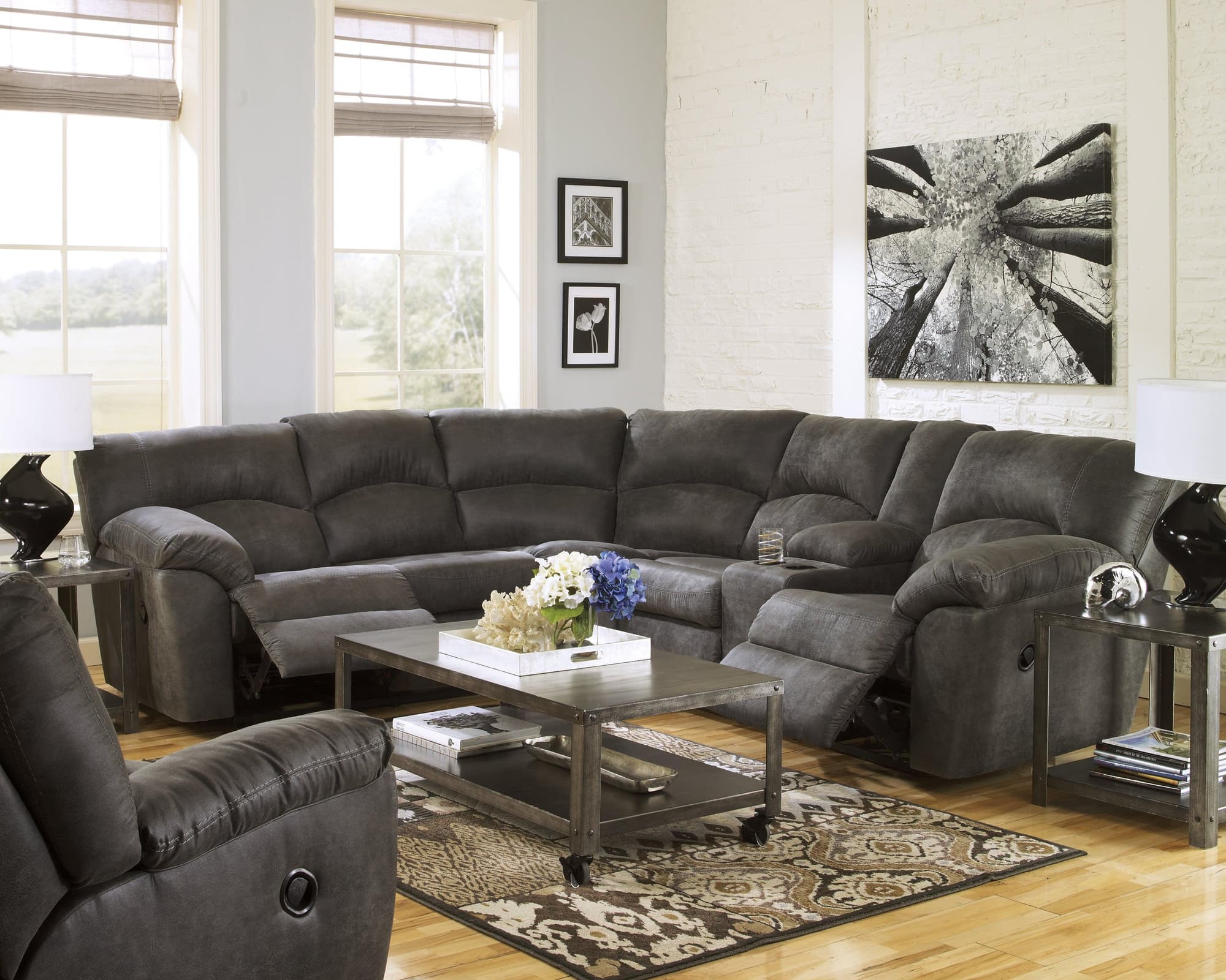 Tambo Pewter 2-Piece Sectional With Recliner - Image 1
