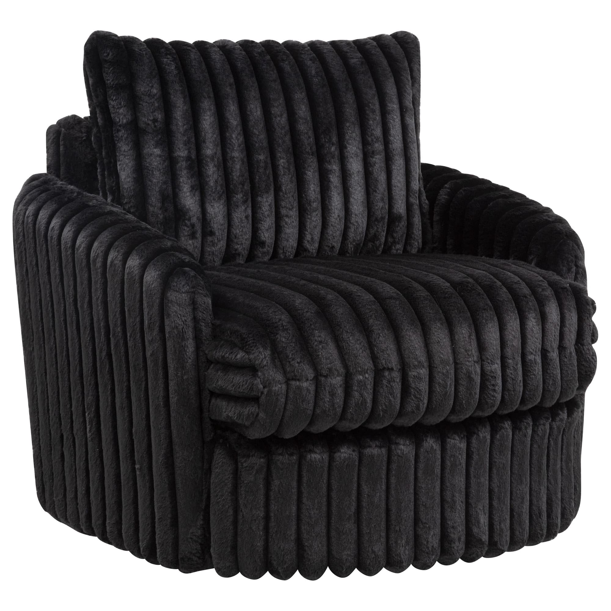 Sarco Corduroy Upholstered Swivel Accent Arm Chair Black - Image 1