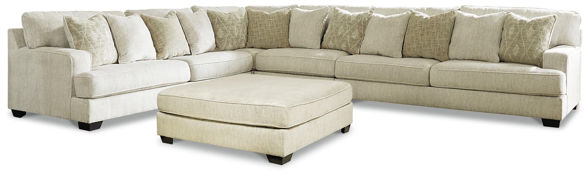 Rawcliffe Parchment 4-Piece Sectional With Ottoman - Image 1