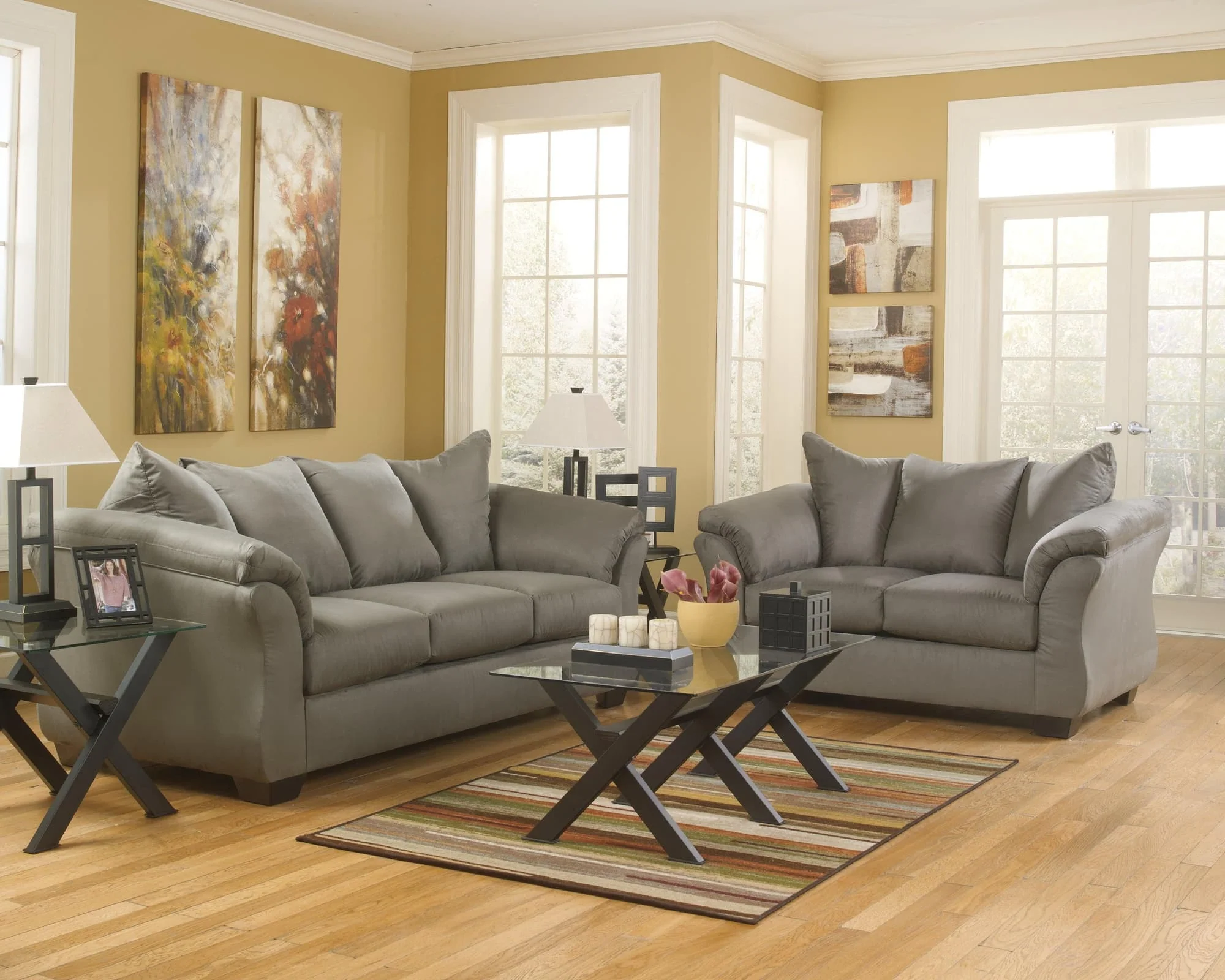 Darcy Cobblestone Sofa And Loveseat - Image 1