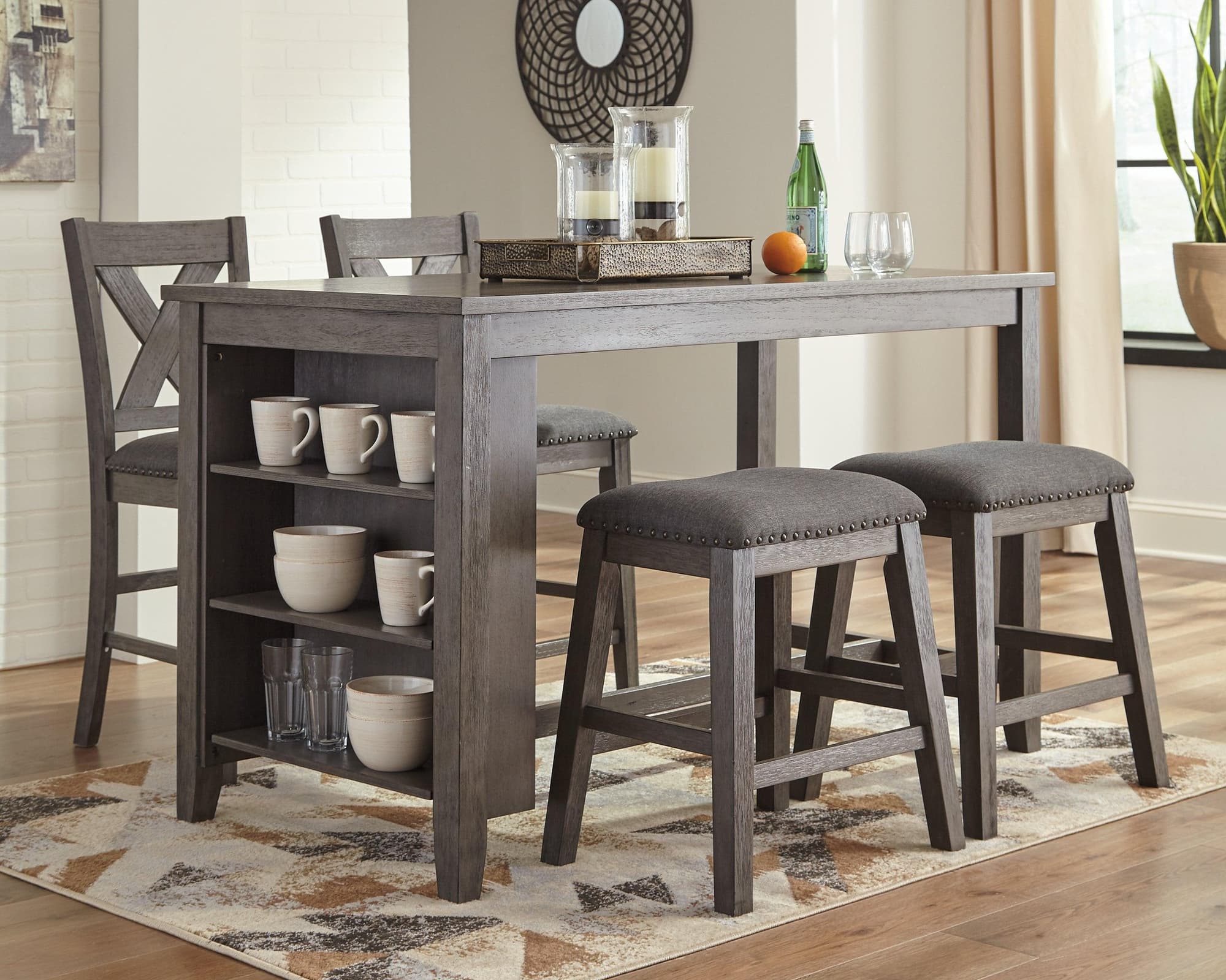 Caitbrook Gray Counter Height Dining Table And 4 Barstools - Image 1