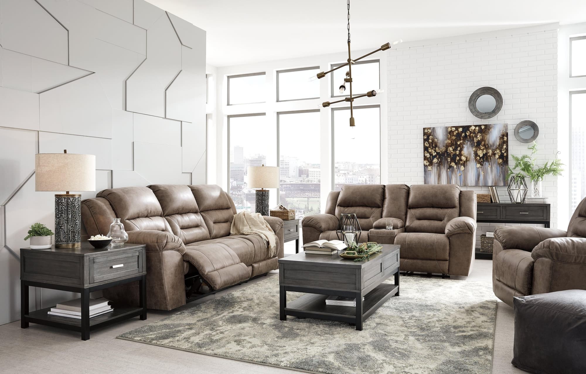 Stoneland Fossil Sofa Loveseat And Recliner - Image 1