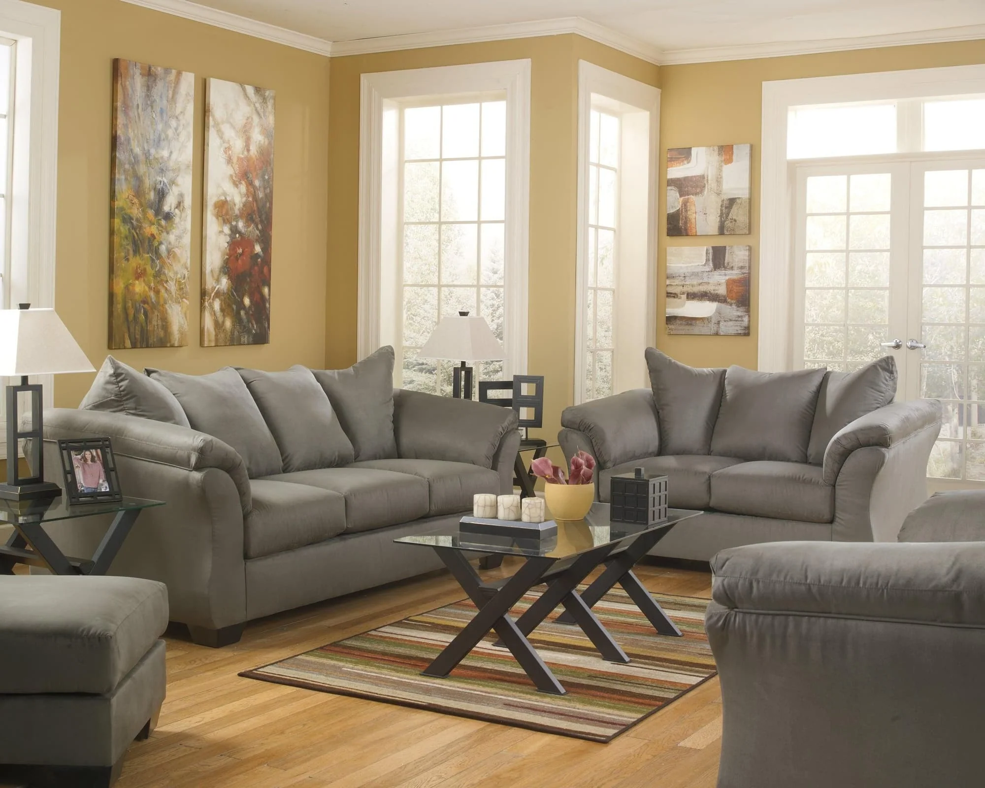 Darcy Cobblestone Sofa Loveseat Chair And Ottoman - Image 1