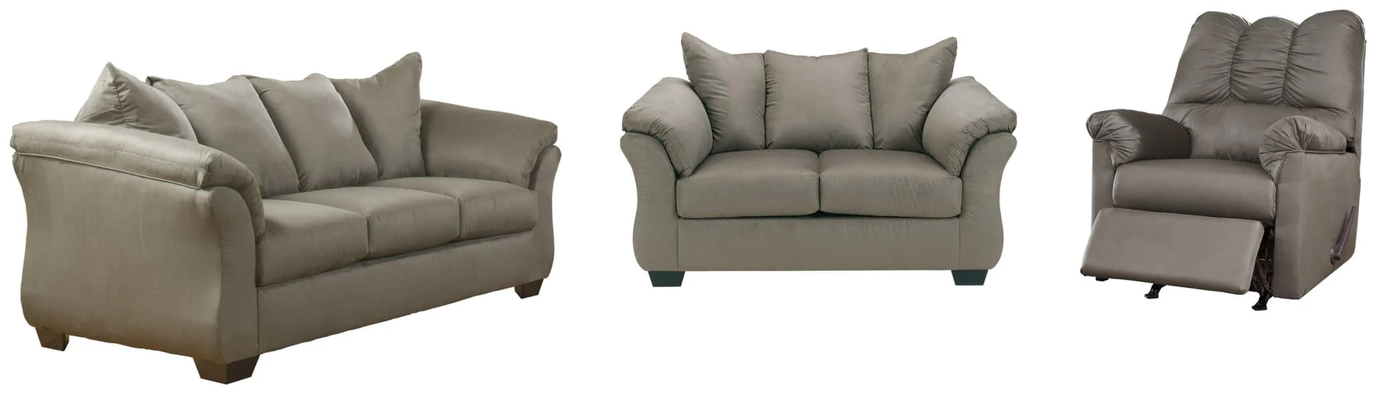 Darcy Cobblestone Sofa Loveseat And Recliner - Image 1