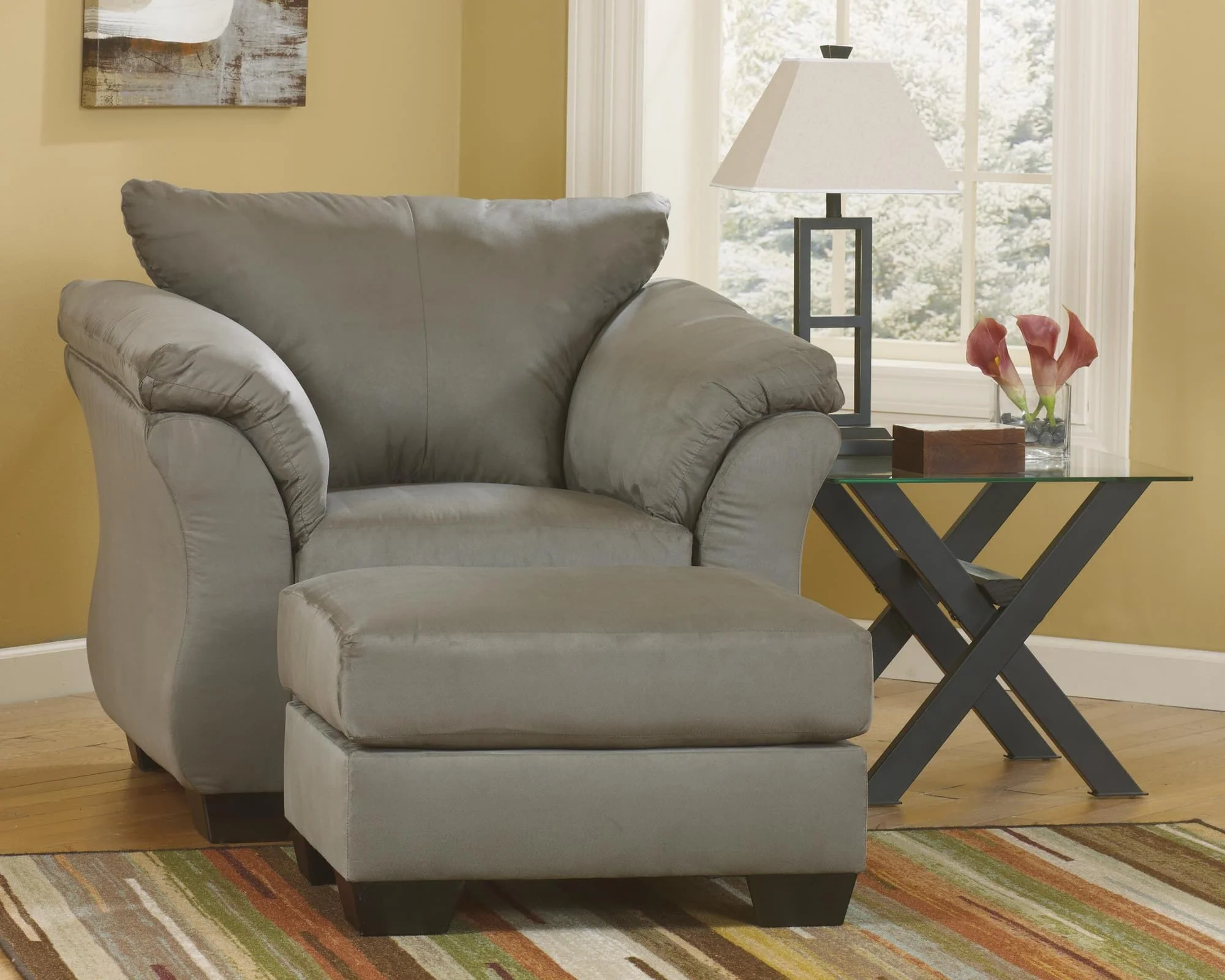 Darcy Cobblestone Chair And Ottoman - Image 1