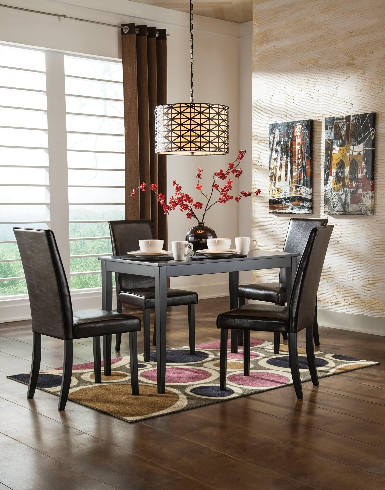 Kimonte Dark Brown Dining Table And 4 Chairs - Image 1