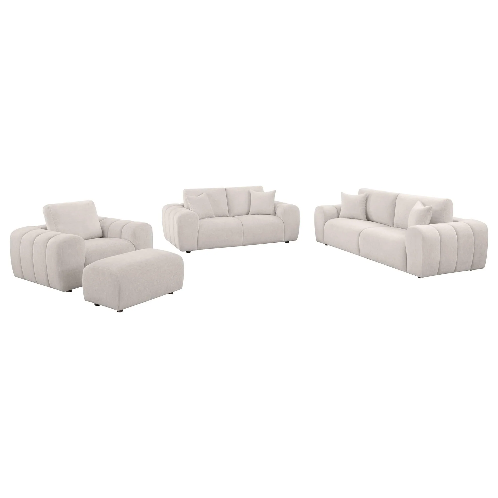 Burnett 4-piece Chenille Upholstered Sofa Set Ivory - Image 1
