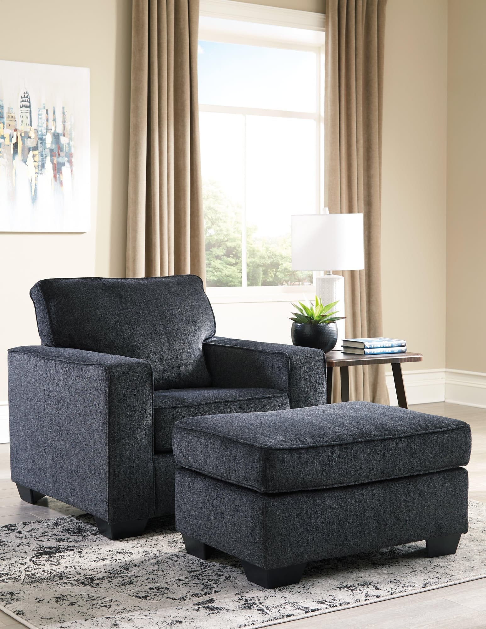 Altari Slate Chair And Ottoman