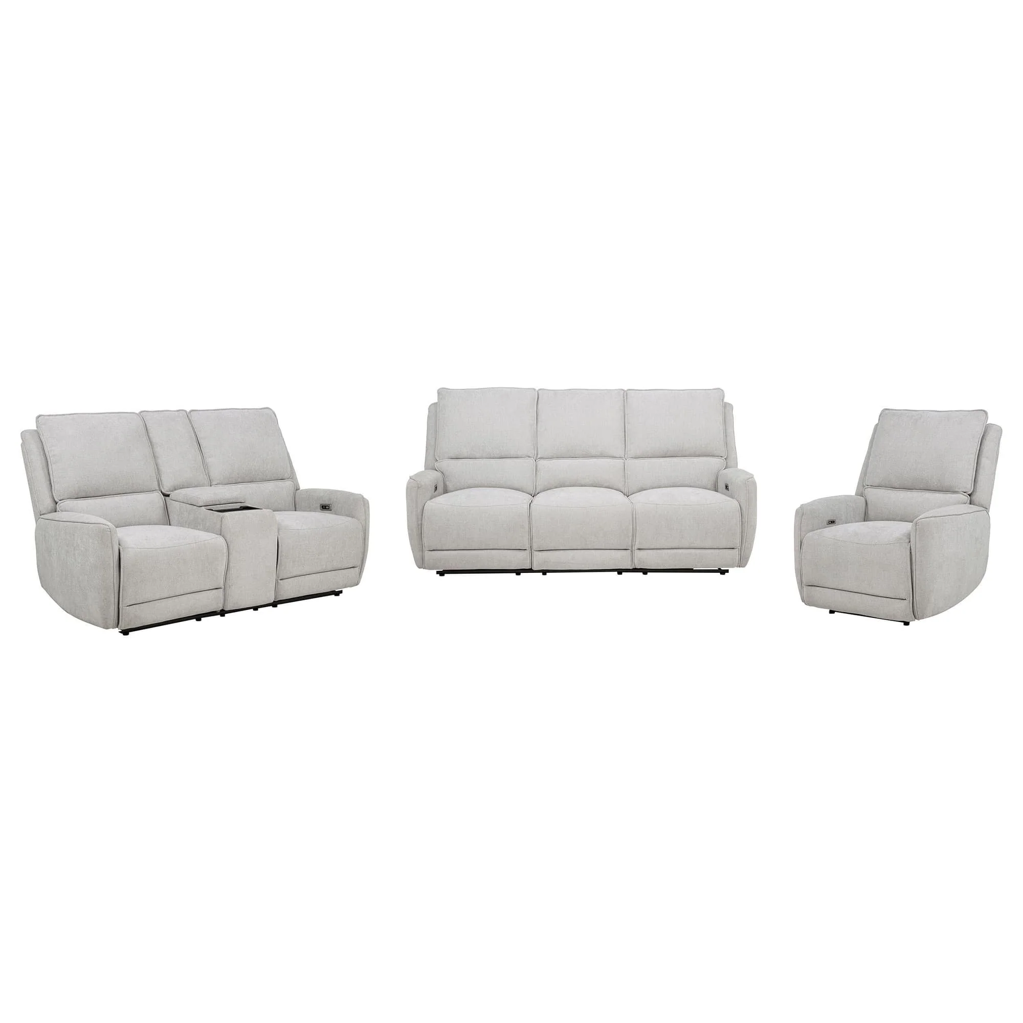 Sylmar 3-piece Chenille Power Reclining Sofa Set Dove Grey - Image 1