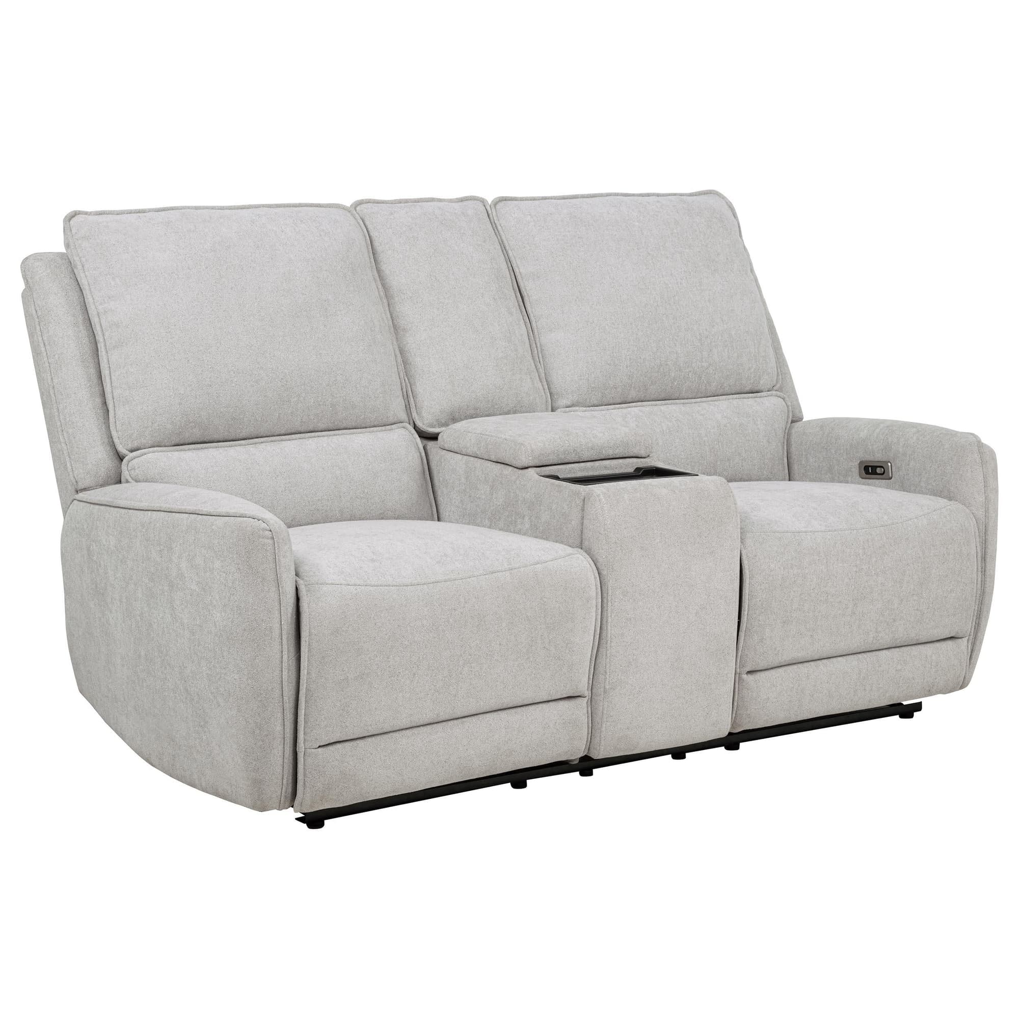 Sylmar Chenille Upholstered Power Reclining Loveseat Dove Grey - Image 1