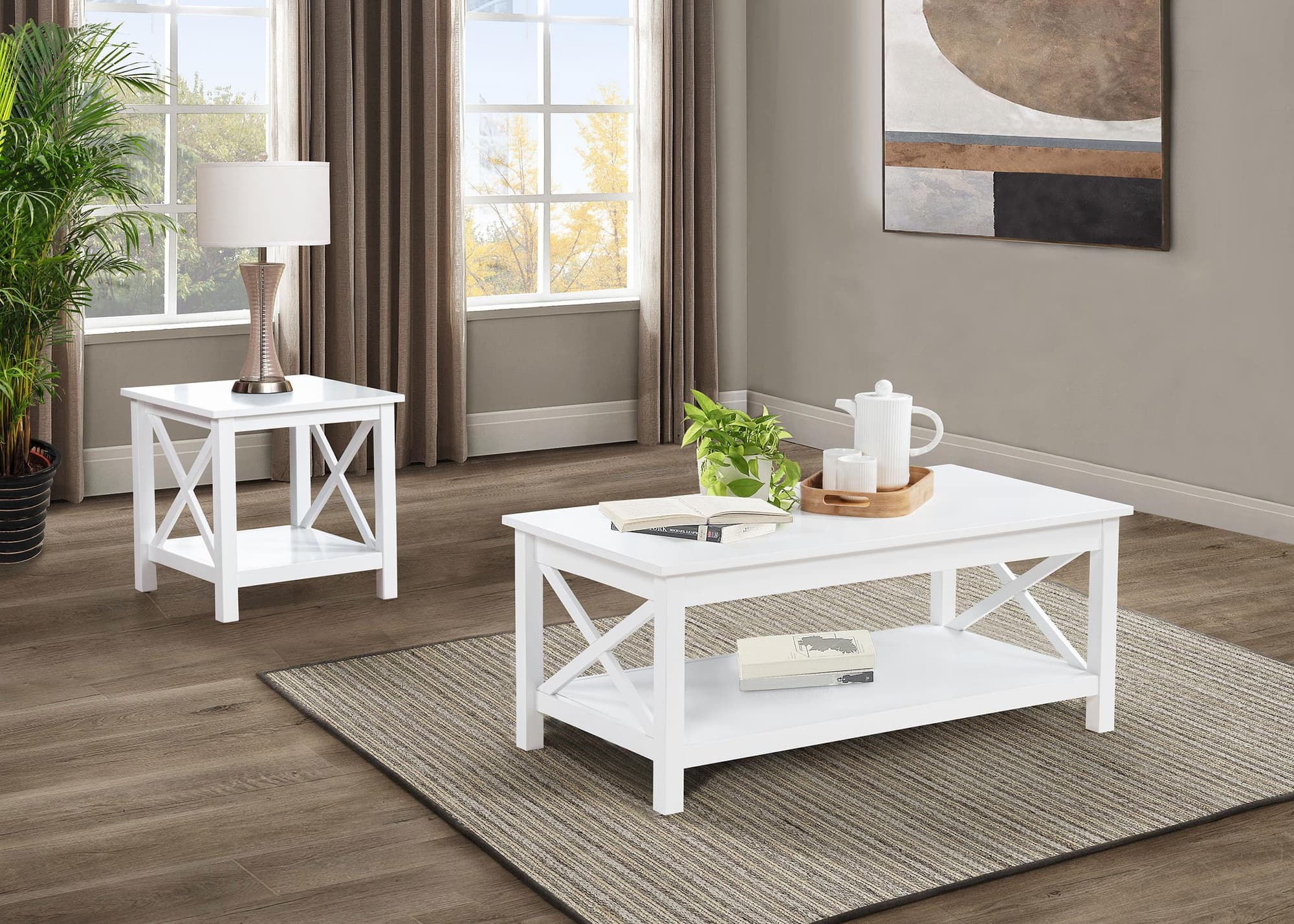 Skyview 2-piece Rectangular Lift Top Coffee Table Set White - Image 1
