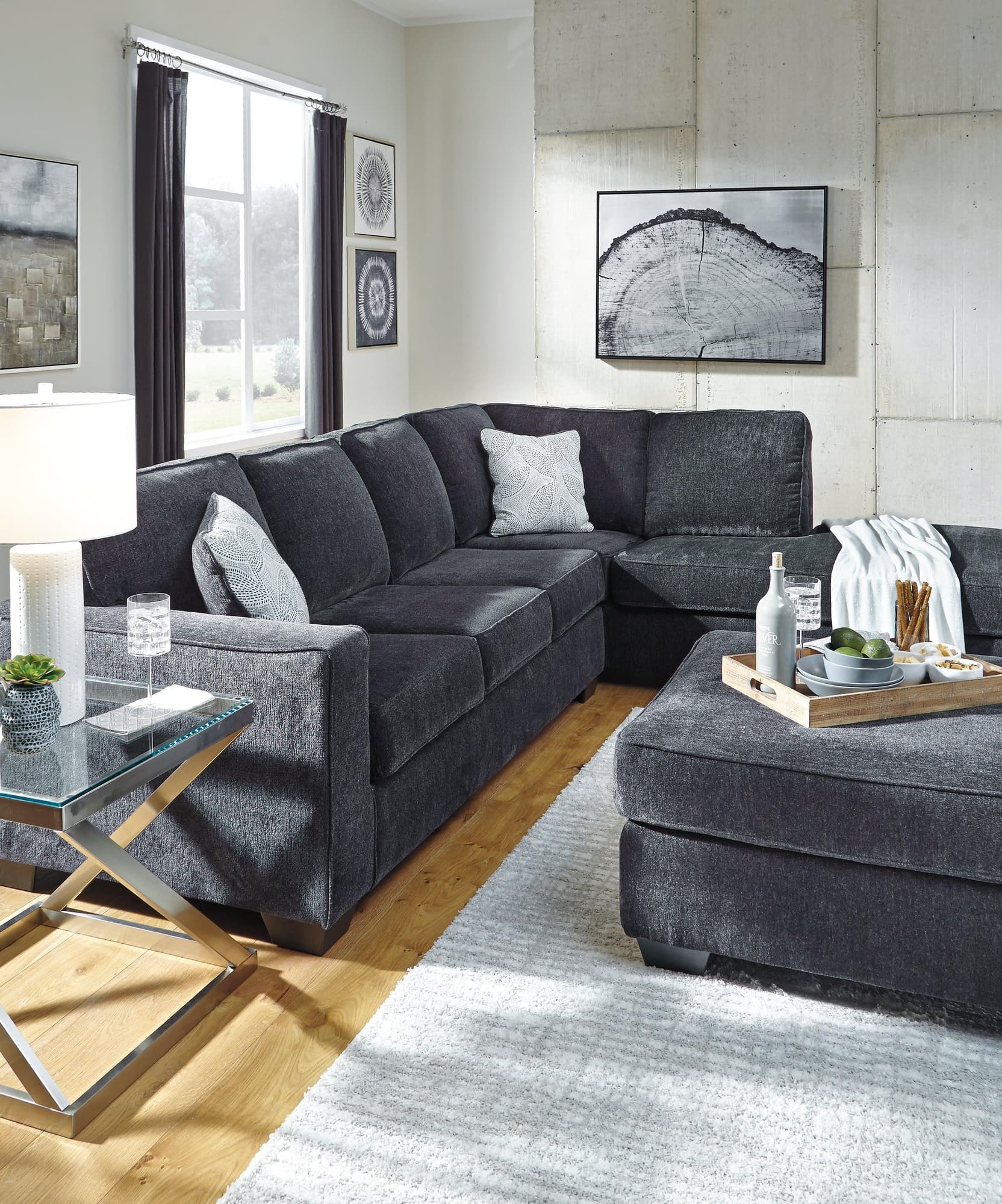 Altari Slate 2-Piece Sectional With Ottoman